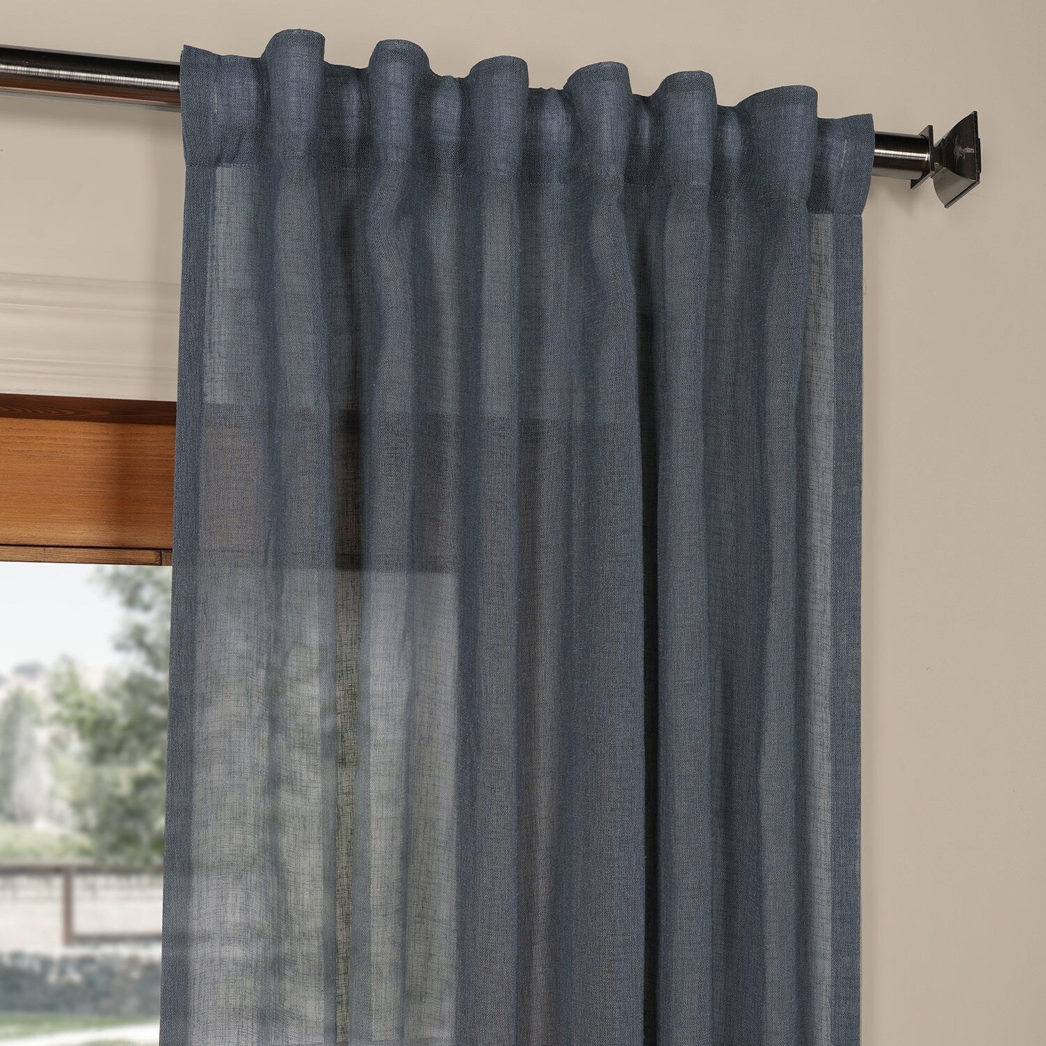 Exclusive Fabrics Solid Faux Linen Sheer Curtain (1 Panel)