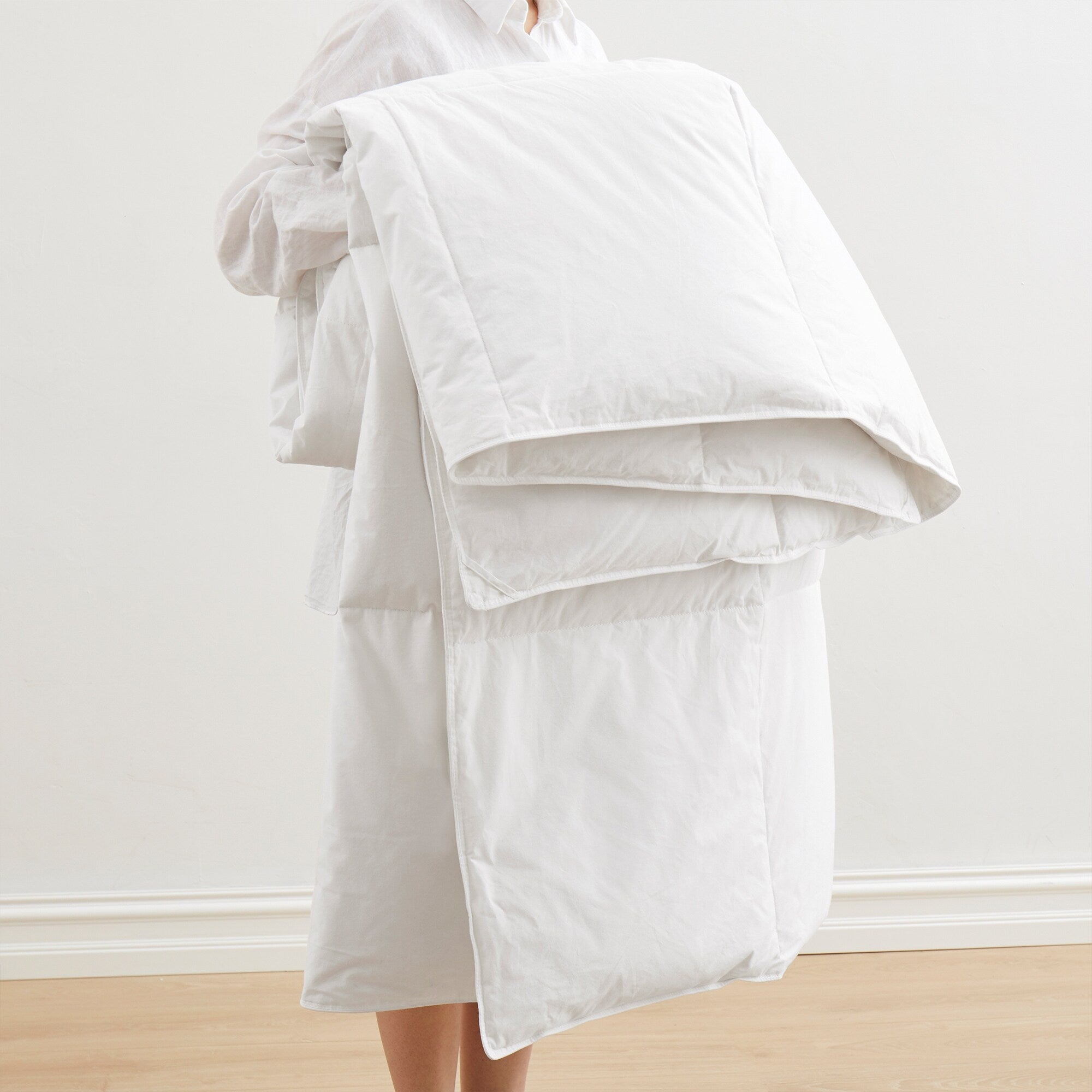 Lightweight White Goose Down Feather Blanket