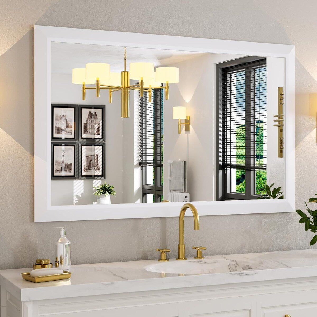 KIOTEE Aluminum Alloy Framed Bathroom Vanity Mirror in Tempered Glass