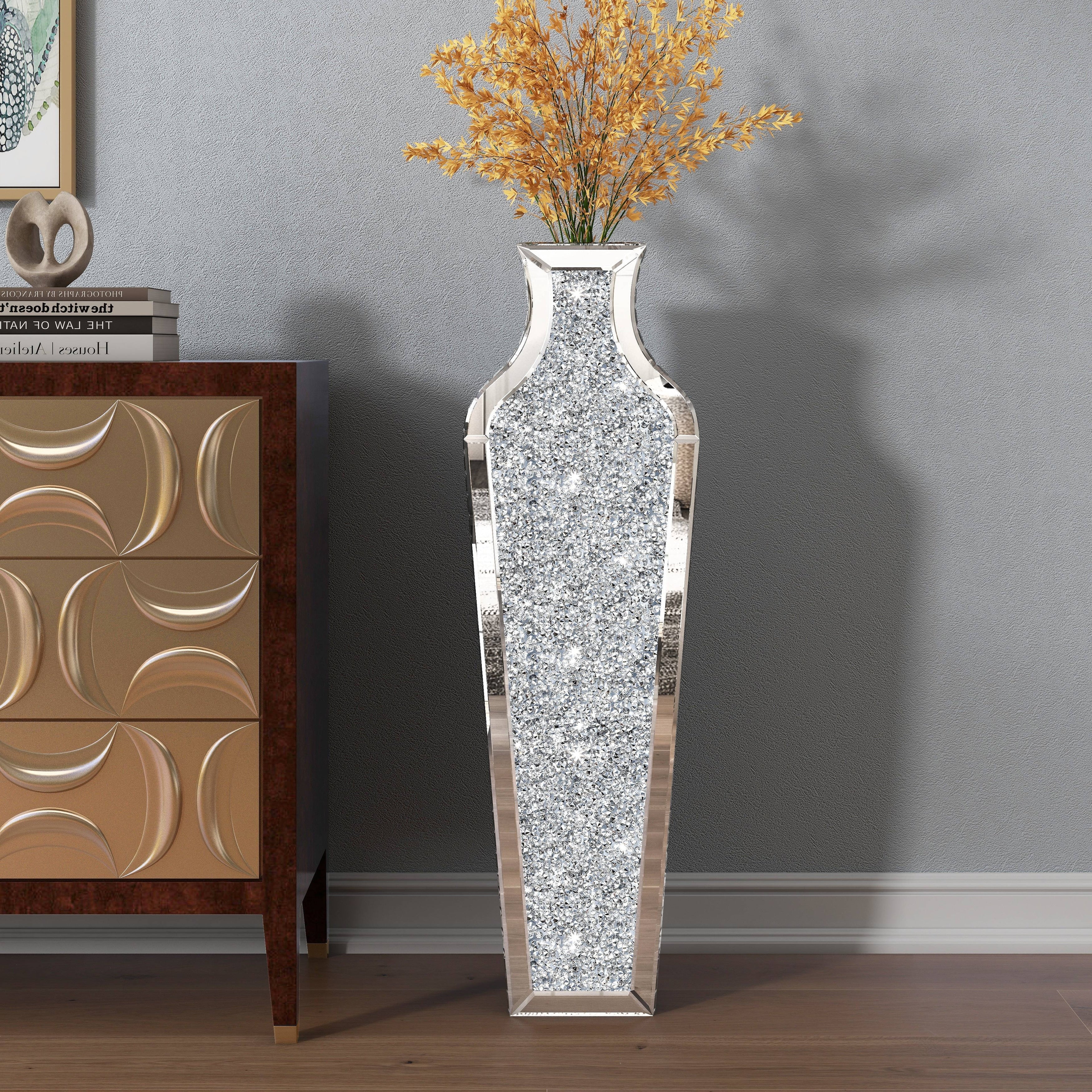 Tall Crushed Diamond Floor Vase