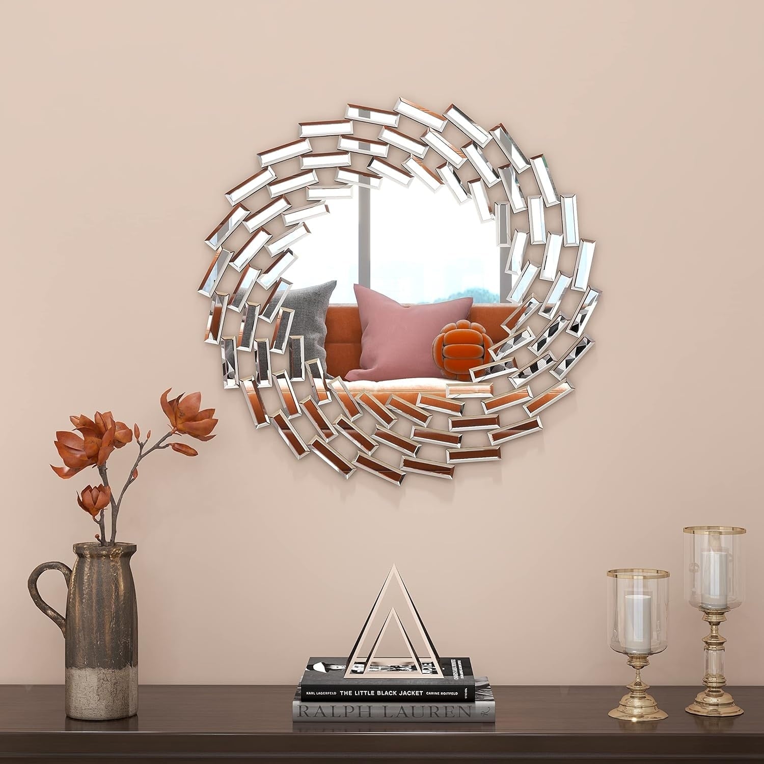 Sunburst Shape Wall Mirror Round Accent Mirror