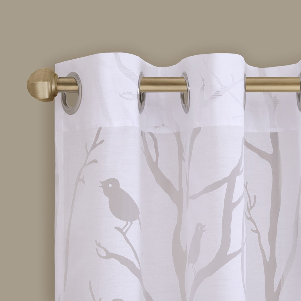 Madison Park Vina Grommet Top Sheer Bird on Branches Burnout Window Curtain