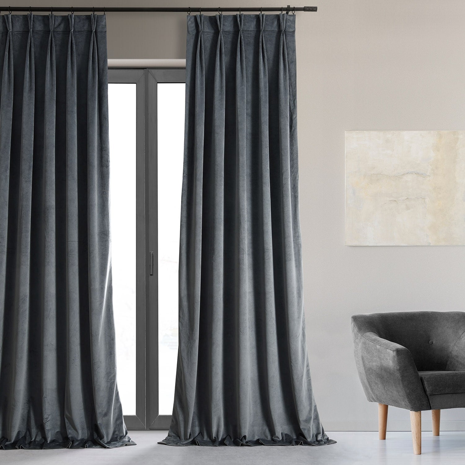 Exclusive Fabrics Signature Pleated Blackout Velvet Curtain (1 Panel)