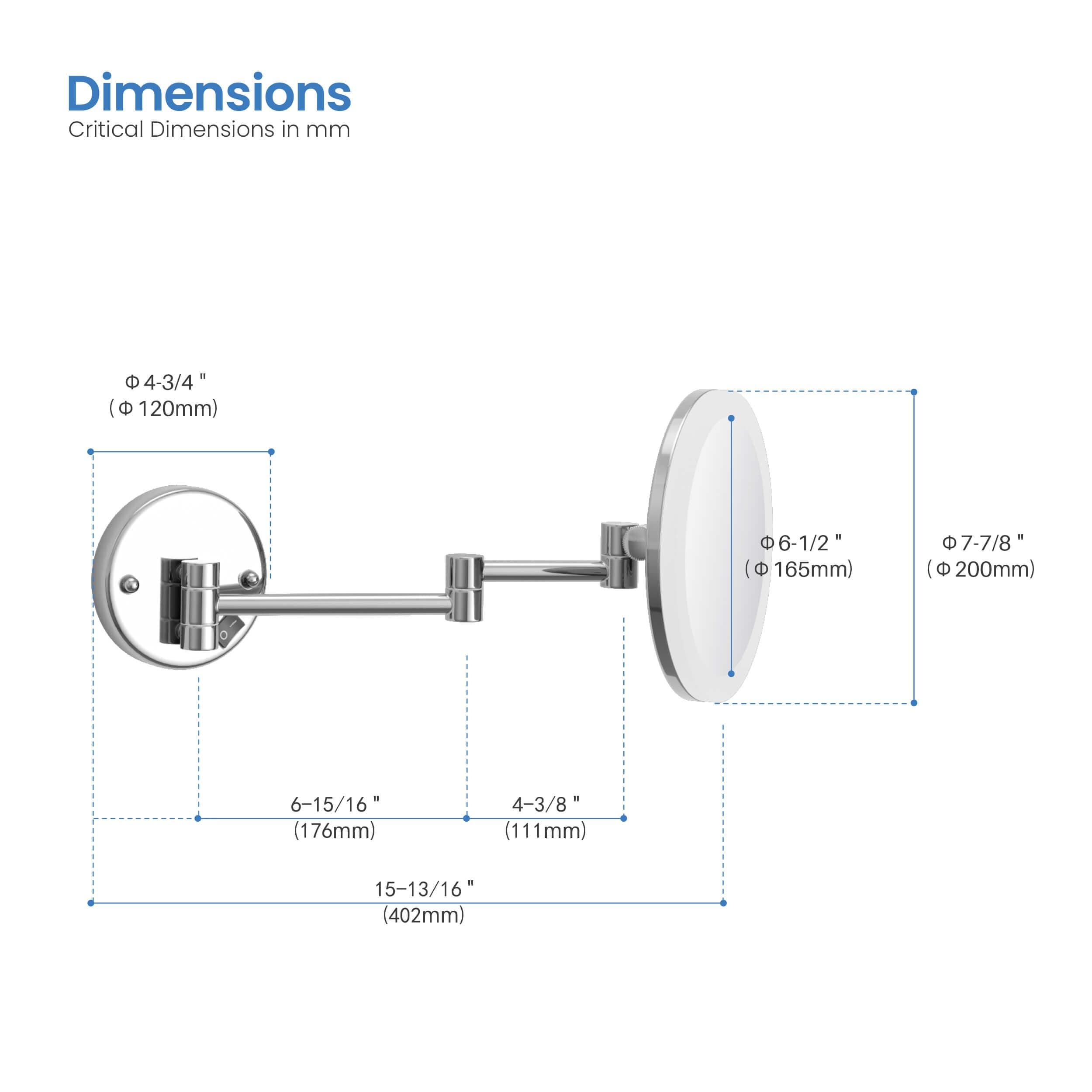 Circular LED Wall Mount One Side 5x Magnifying Make Up Mirror