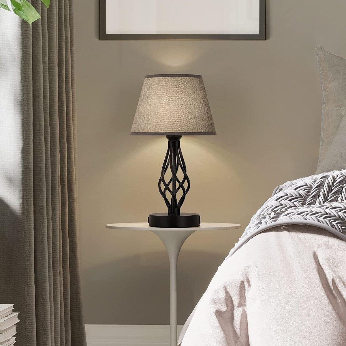 Set of 2 - Bedside Lamp with Dual USB Charging Ports 1 AC Outlet