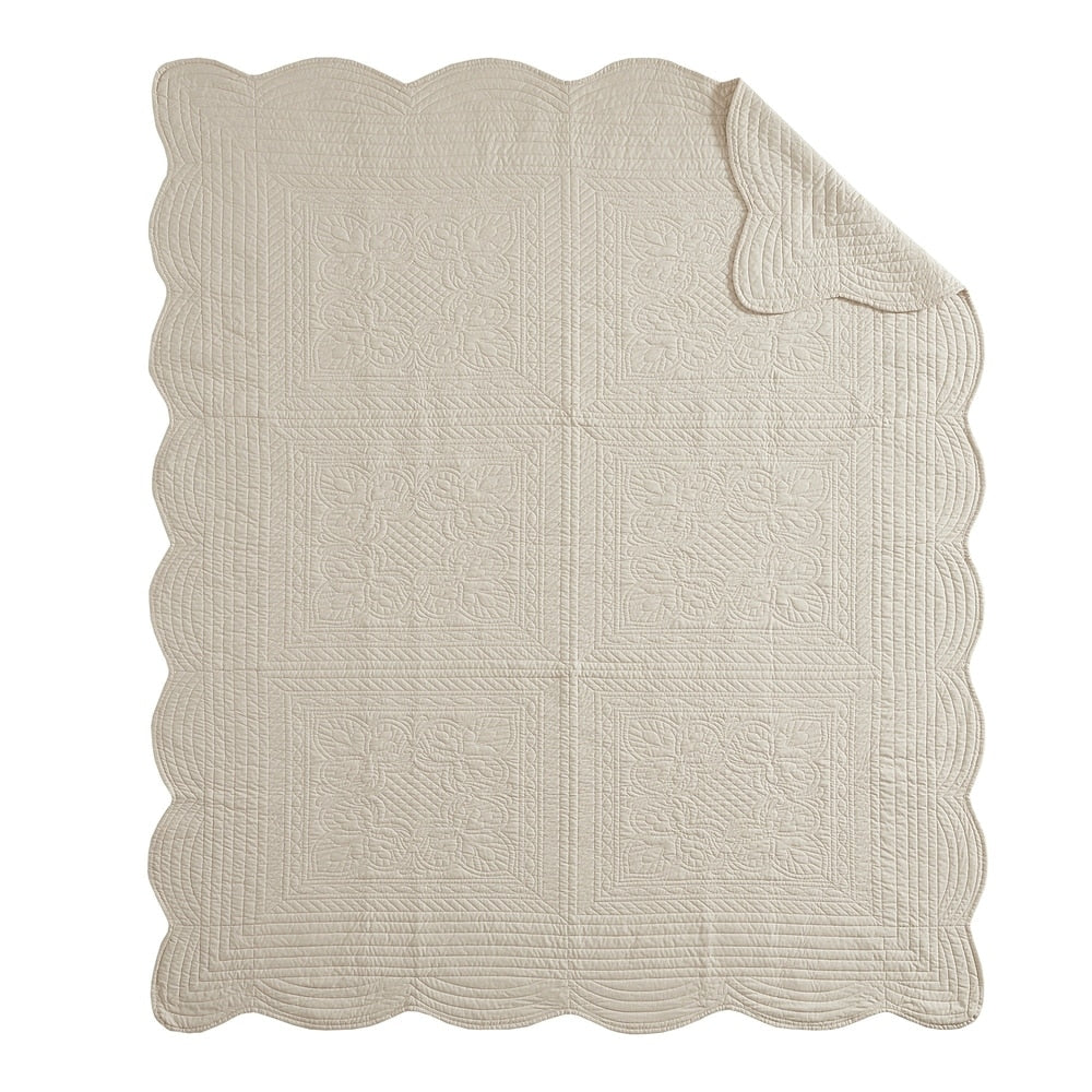 Madison Park Tuscany Oversized Quilted Throw with Scalloped Edges