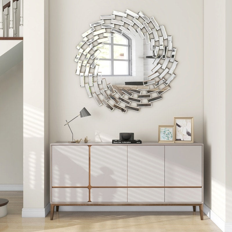 Sunburst Shape Wall Mirror Round Accent Mirror