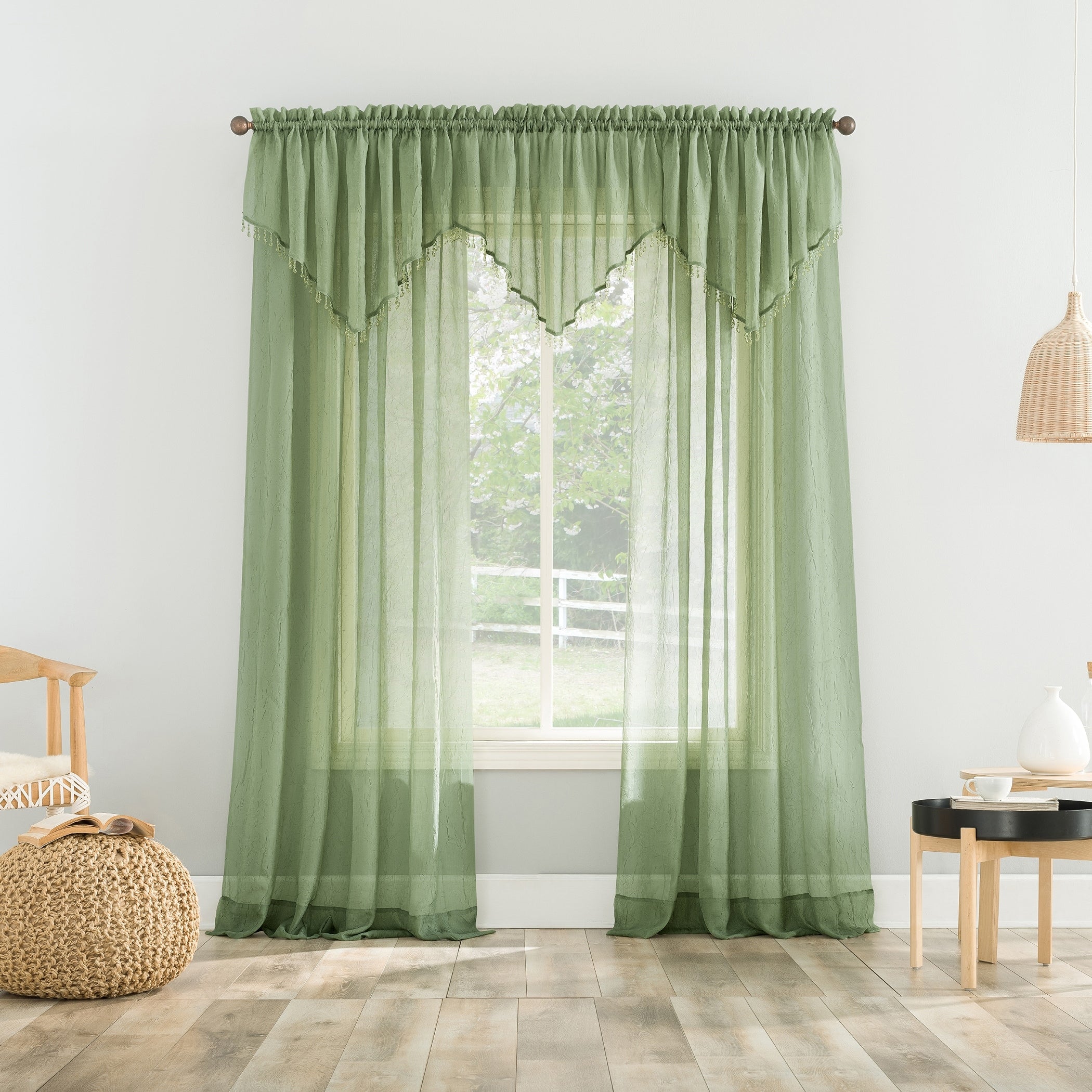 No. 918 Erica Crushed Voile Sheer Rod Pocket 1-Piece Curtain Panel, Single Panel