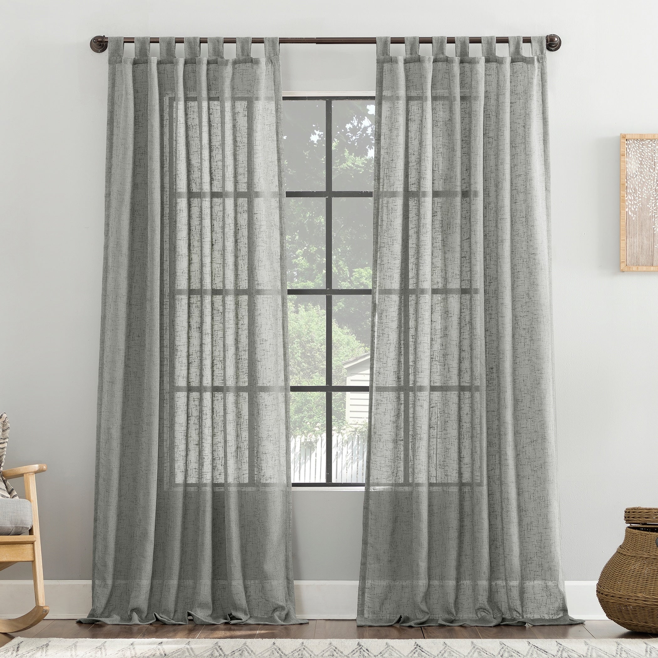 Archaeo Burlap Weave Linen Blend Tab Top Curtain, Single Panel