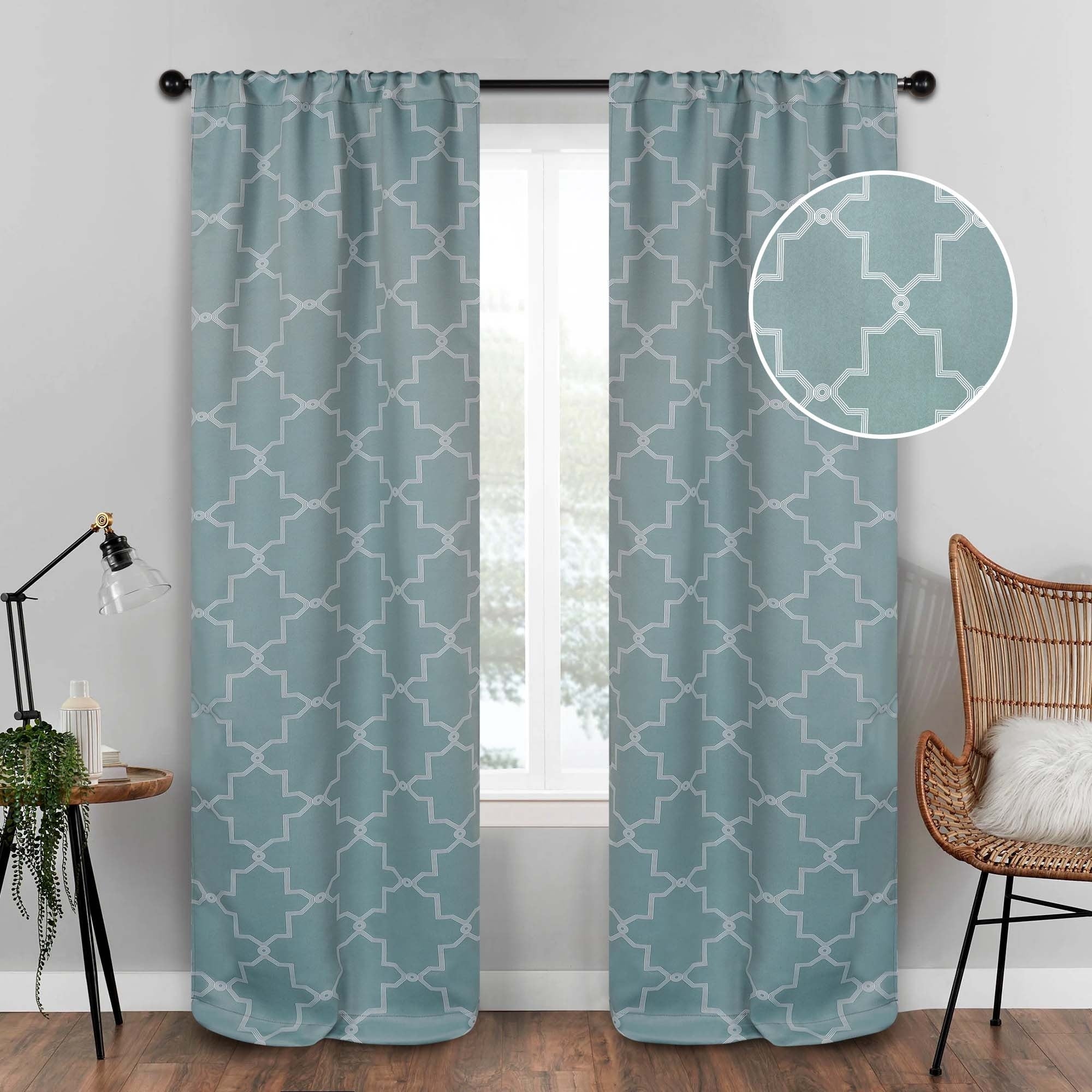 Imperial Trellis Washable Room Darkening Blackout Curtains, Set of 2 Panels