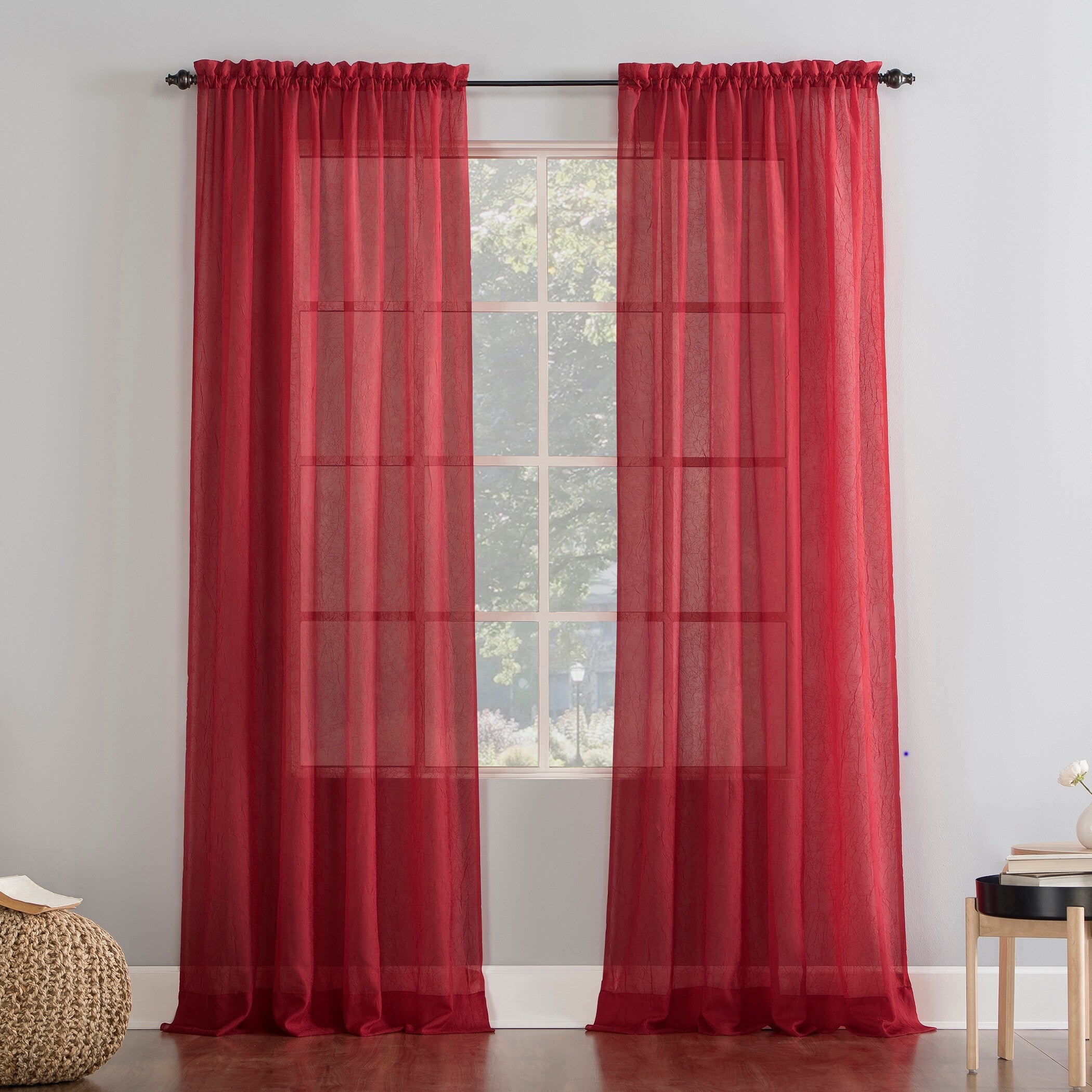 No. 918 Erica Crushed Voile Sheer Rod Pocket 1-Piece Curtain Panel, Single Panel