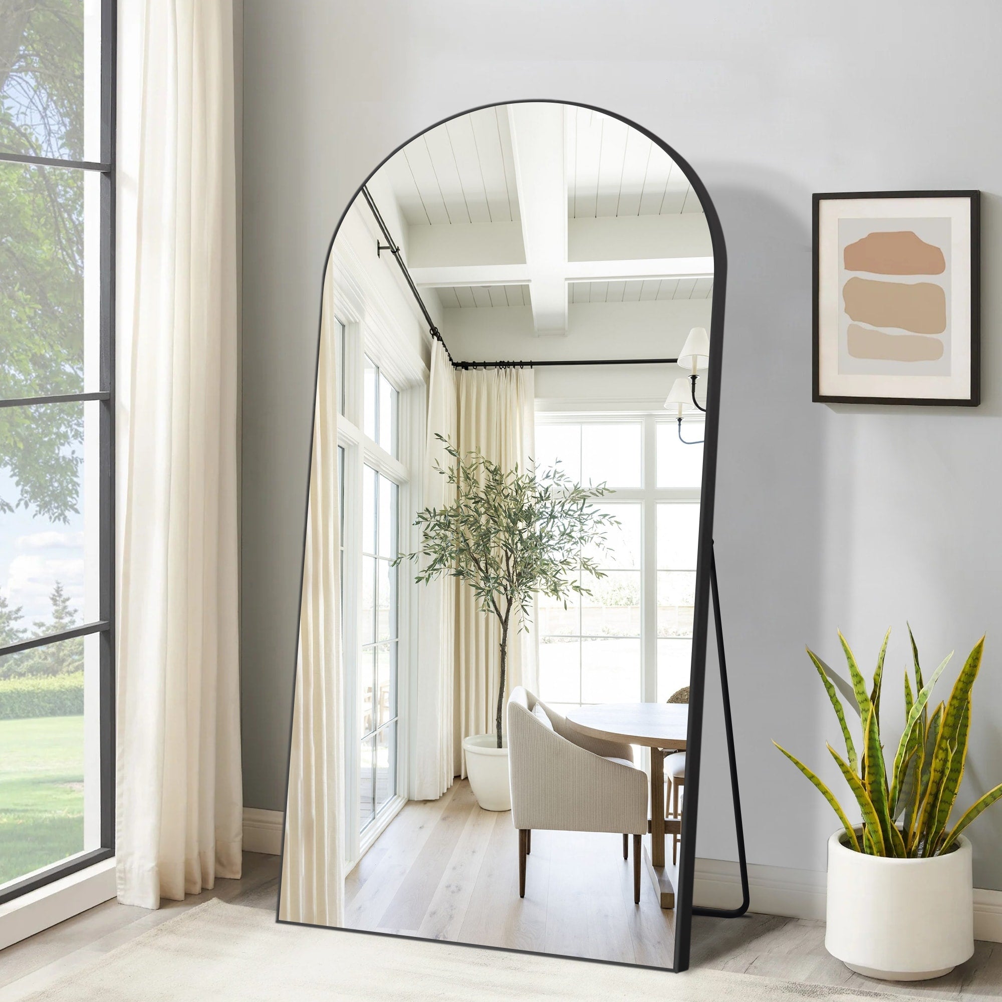 Arched Full Length Mirror with Stand Aluminum Alloy Frame,Wall-Mounted Mirror,Floor Dressing Mirror