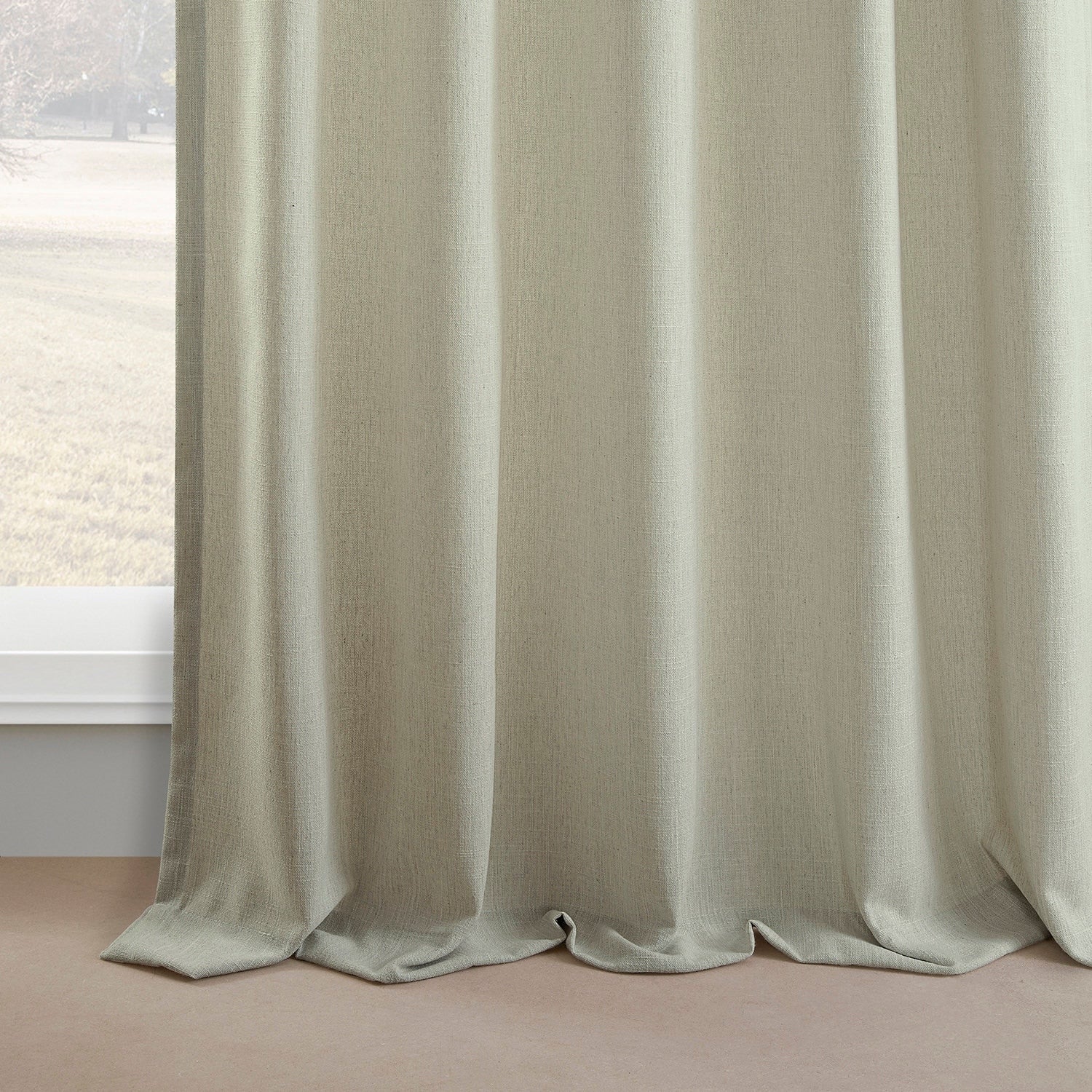 Exclusive Fabrics Simply Faux Linen Curtains - 2 Panels - Light Filtering Window Curtains