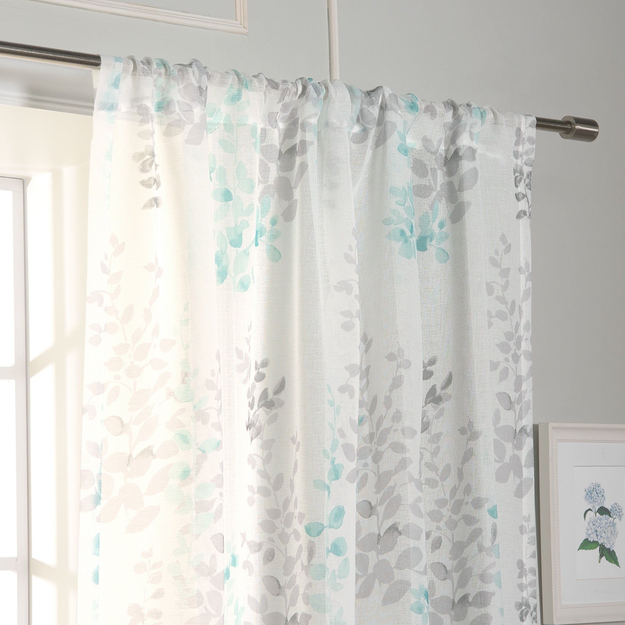 Aurora Home Sheer Watercolor Leaves Curtains