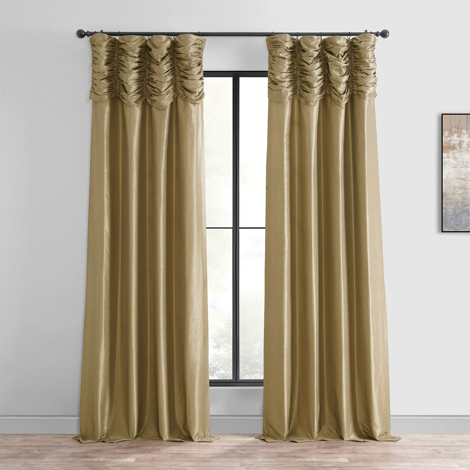 Exclusive Fabric Ruched Textured Faux Dupioni Silk Curtain (1 Panel)