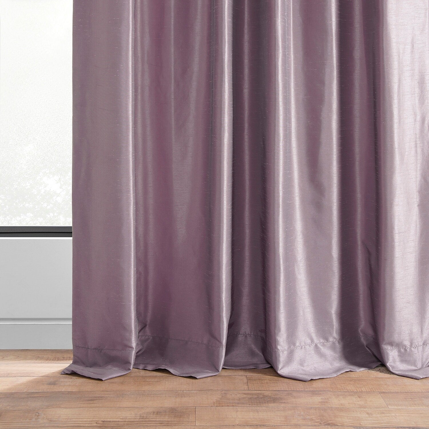 Exclusive Fabrics Smokey Plum Vintage Textured Faux Dupioni Silk Curtain Panel