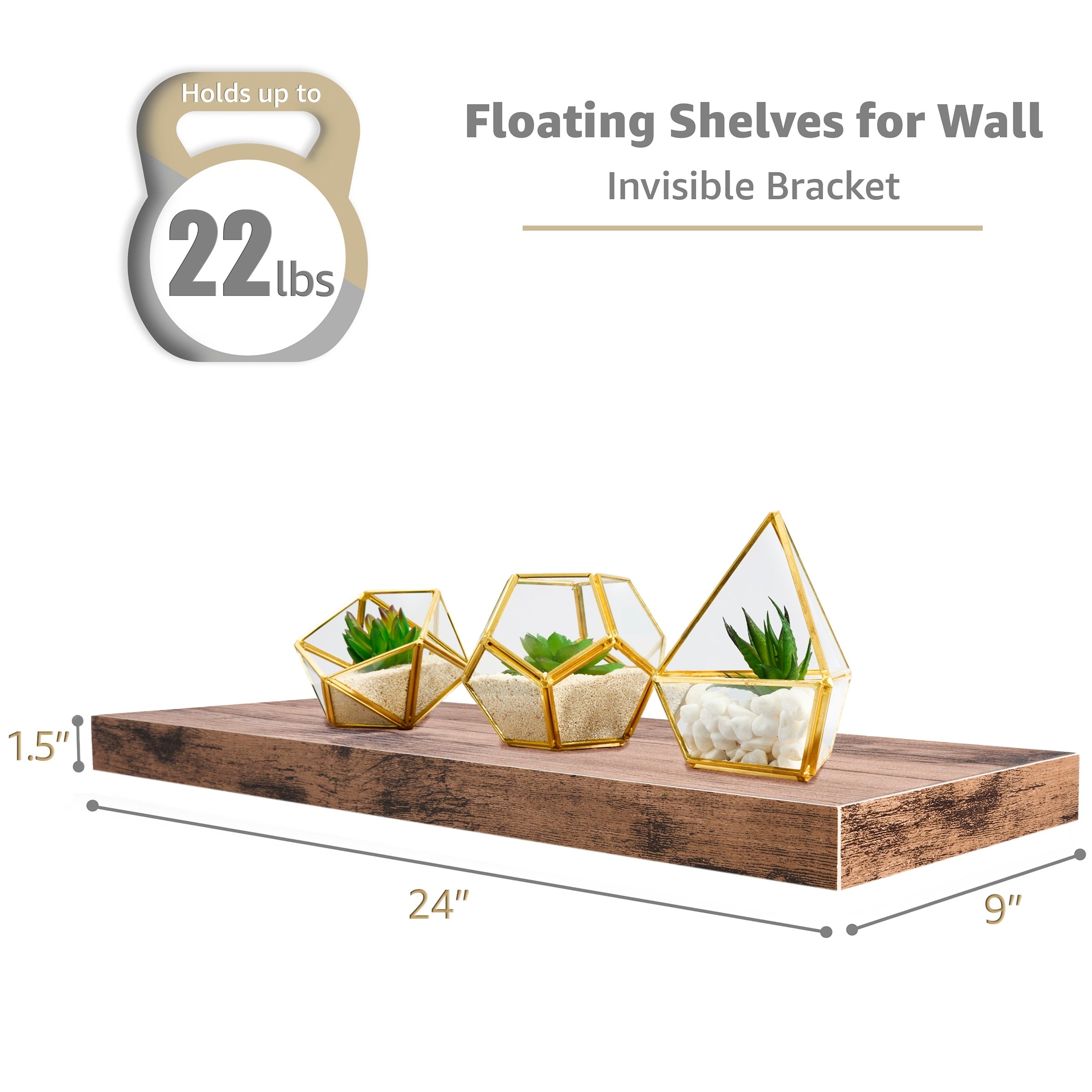 Floating Shelf, Hanging Wall Shelves Decoration Extra Long 24 Inch