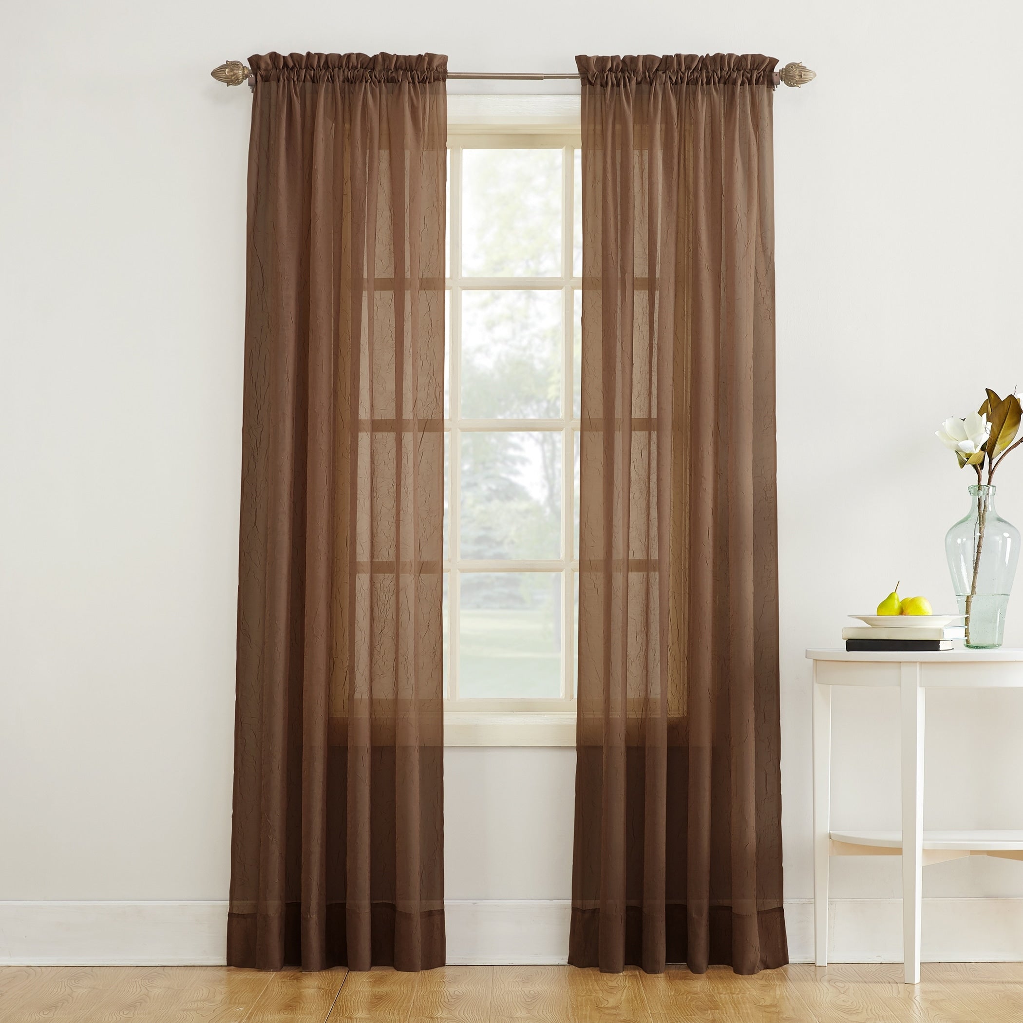 No. 918 Erica Crushed Voile Sheer Rod Pocket 1-Piece Curtain Panel, Single Panel