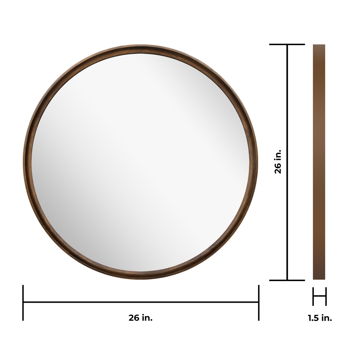 Classic Wooden Frame Farmhouse Round Wall Mirror