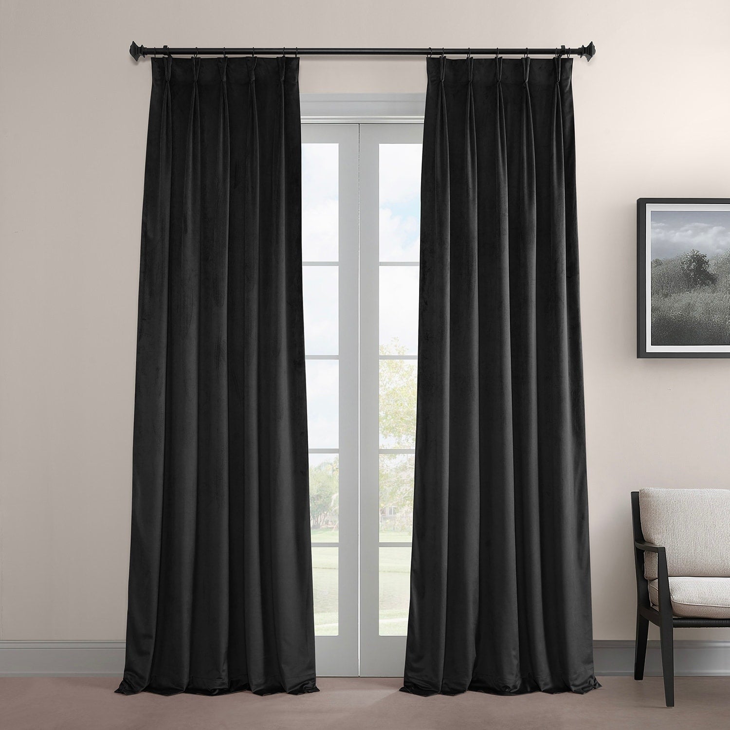 Exclusive Fabrics Signature Pleated Blackout Velvet Curtain (1 Panel)