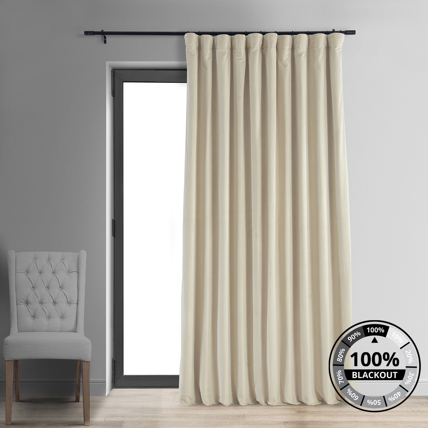 Exclusive Fabrics Signature Extra Wide Blackout Velvet Curtains (1 Panel) - Luxurious Blackout Drapes