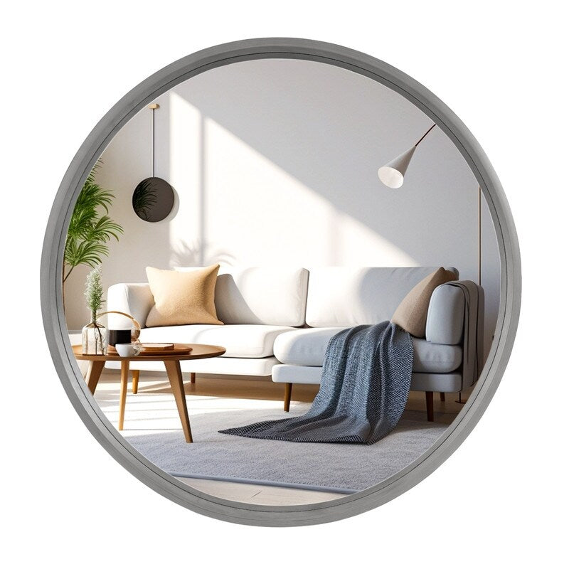 Classic Wooden Frame Farmhouse Round Wall Mirror