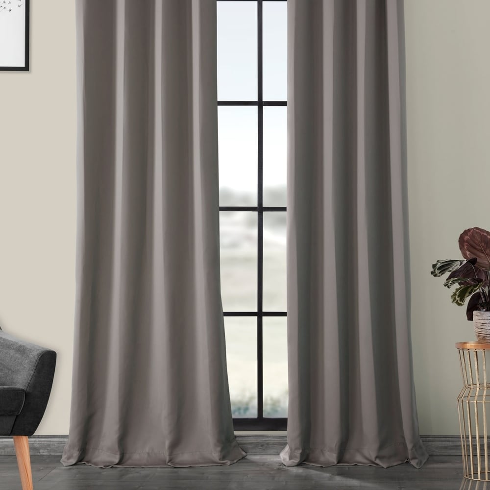 Exclusive Fabrics Neutral Grey Grommet Room Darkening Curtain Panel Pair (2 Panels)