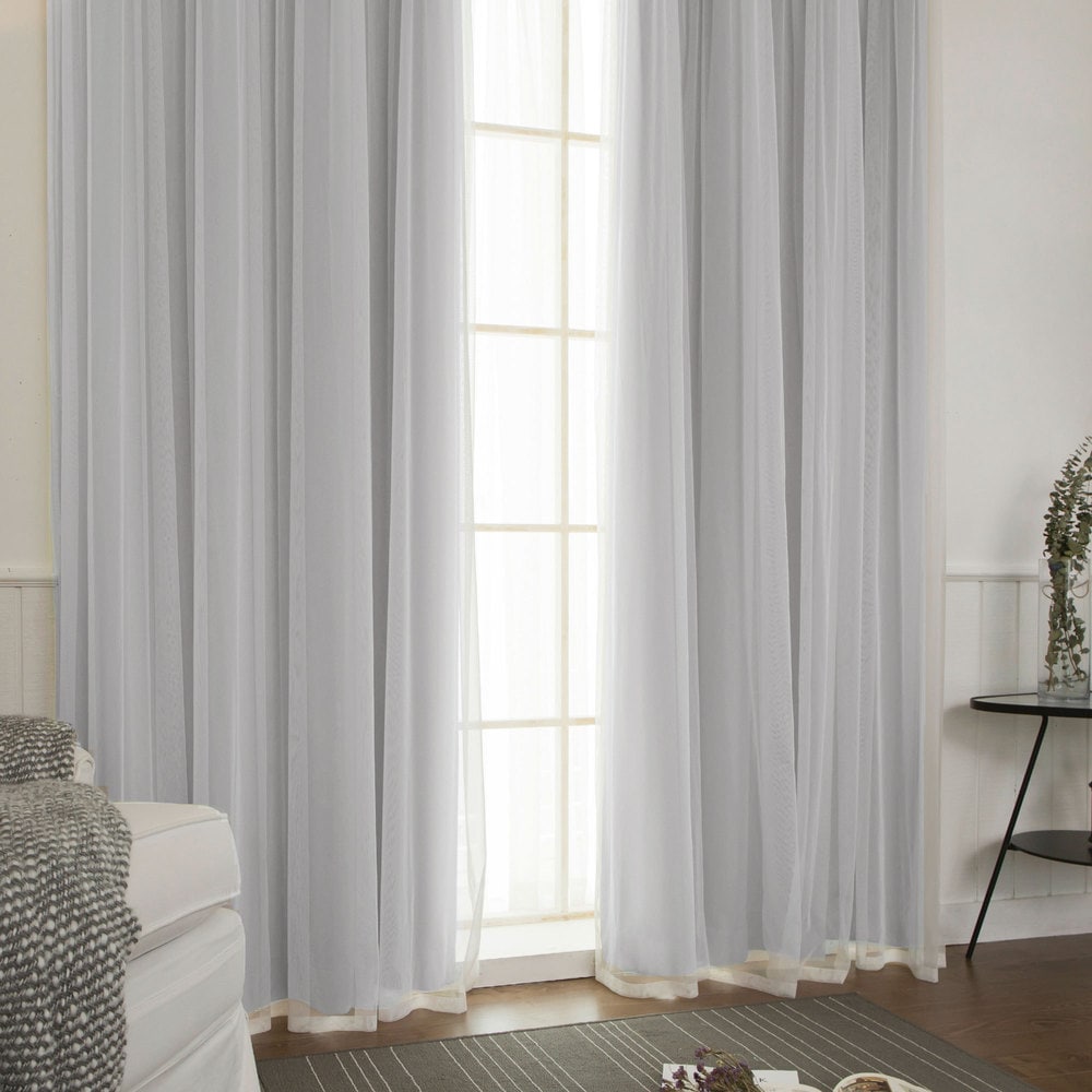 Aurora Home Mix and Match Curtains Blackout and Tulle Lace Sheer Curtain Panel Set (4-piece)