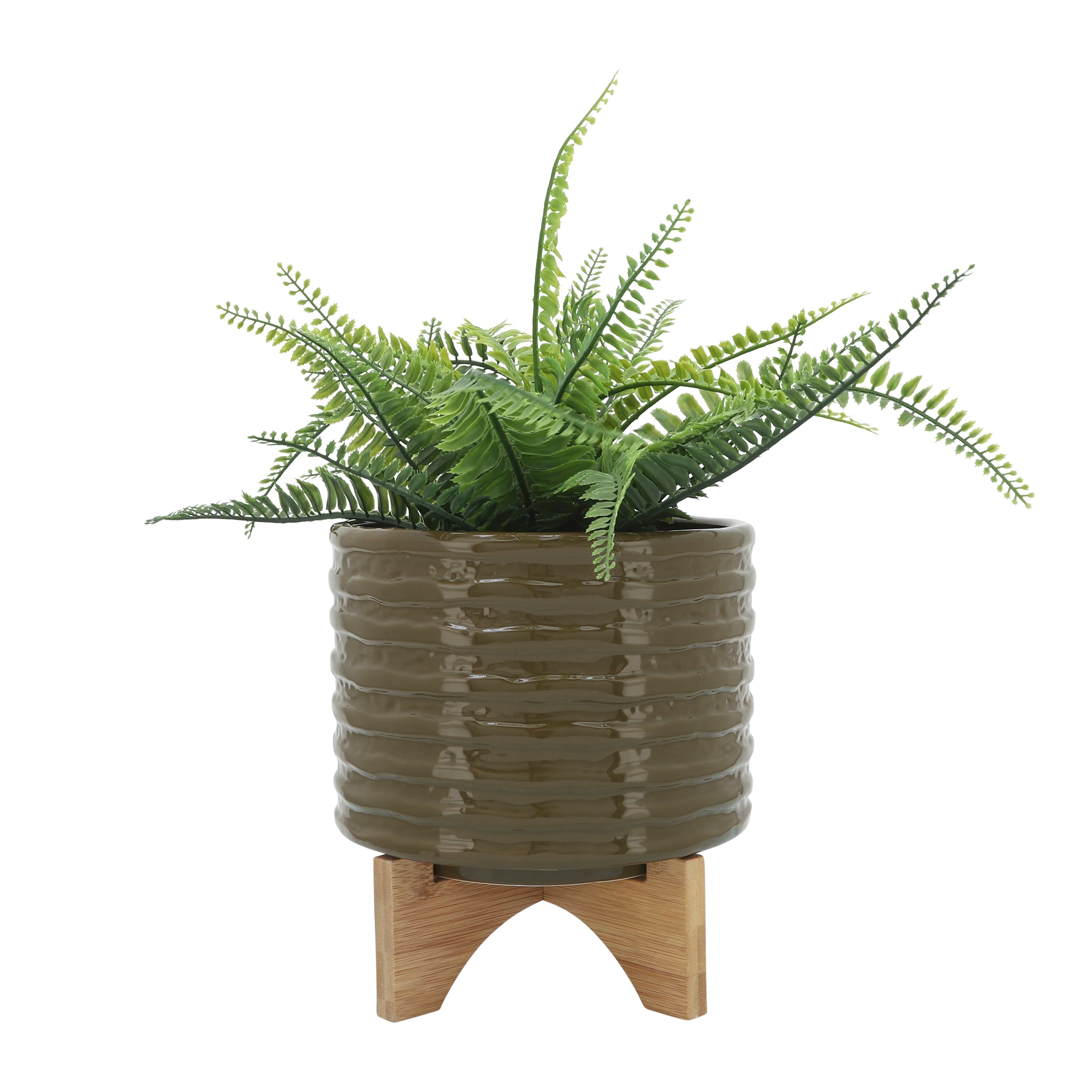 Sagebrook Home Modern Textured Ceramic Planter with Stand Indoor Outdoor