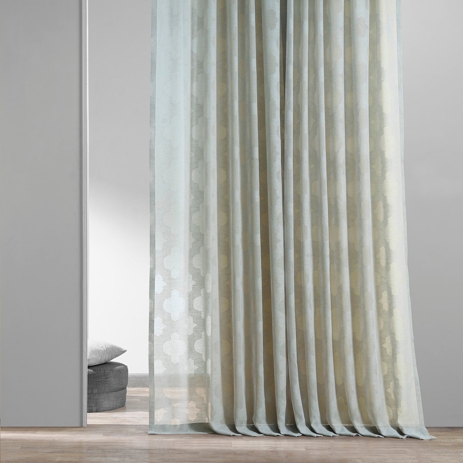 Exclusive Fabrics Calais Tile Patterned Faux Linen Sheer Curtain