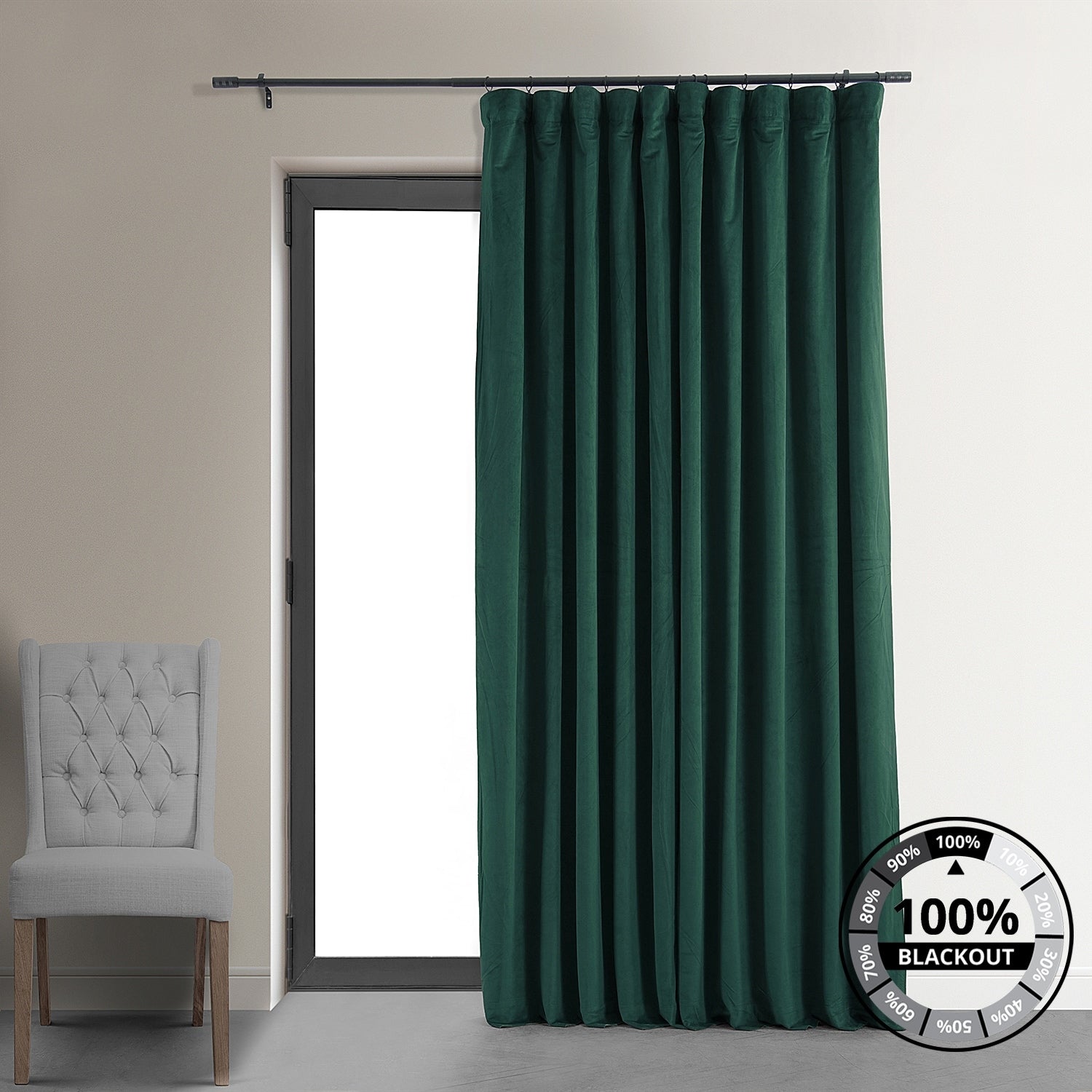 Exclusive Fabrics Signature Extra Wide Blackout Velvet Curtains (1 Panel) - Luxurious Blackout Drapes