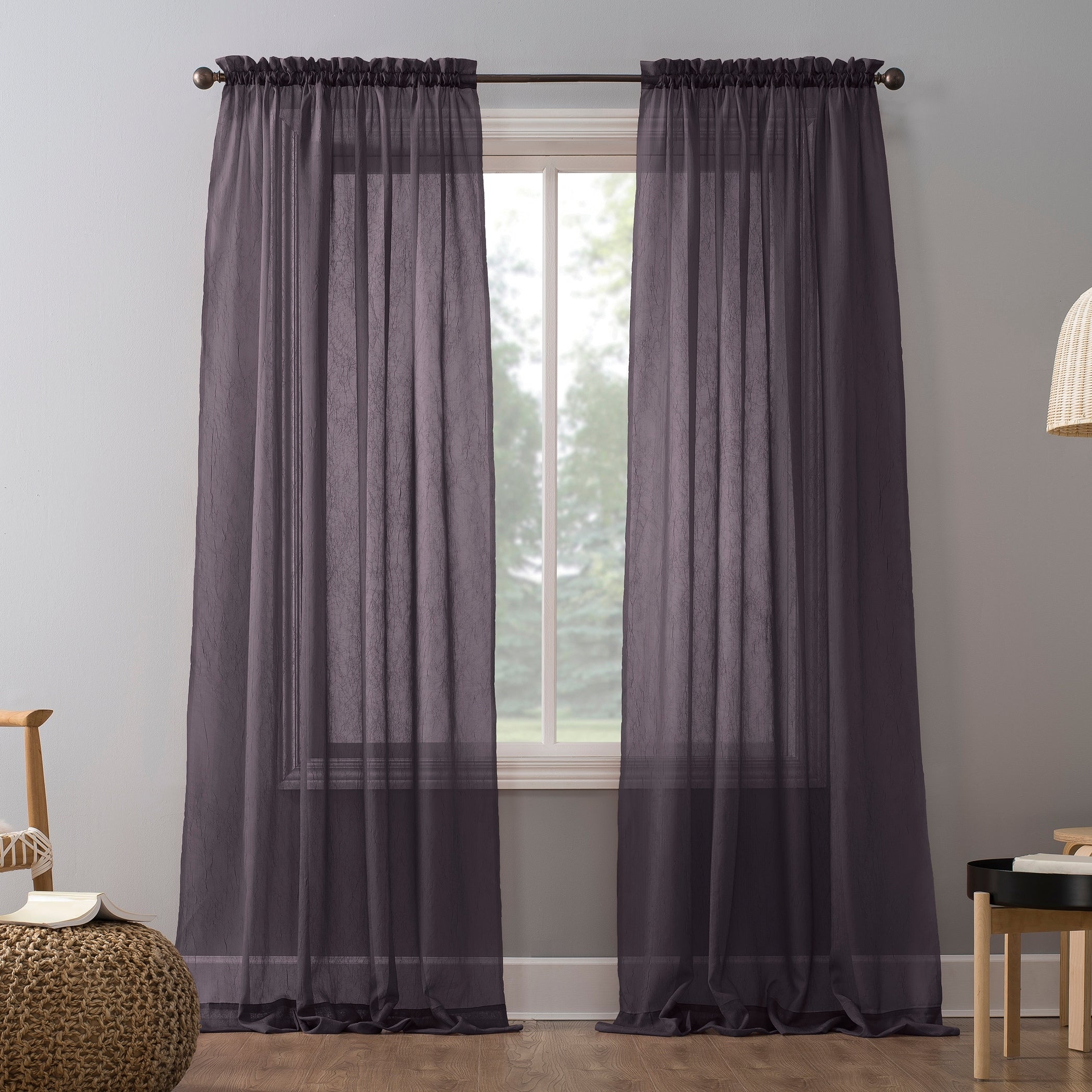 No. 918 Erica Crushed Voile Sheer Rod Pocket 1-Piece Curtain Panel, Single Panel