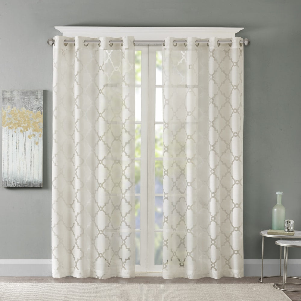 Madison Park Laya Fretwork Burnout Sheer Curtain Panel