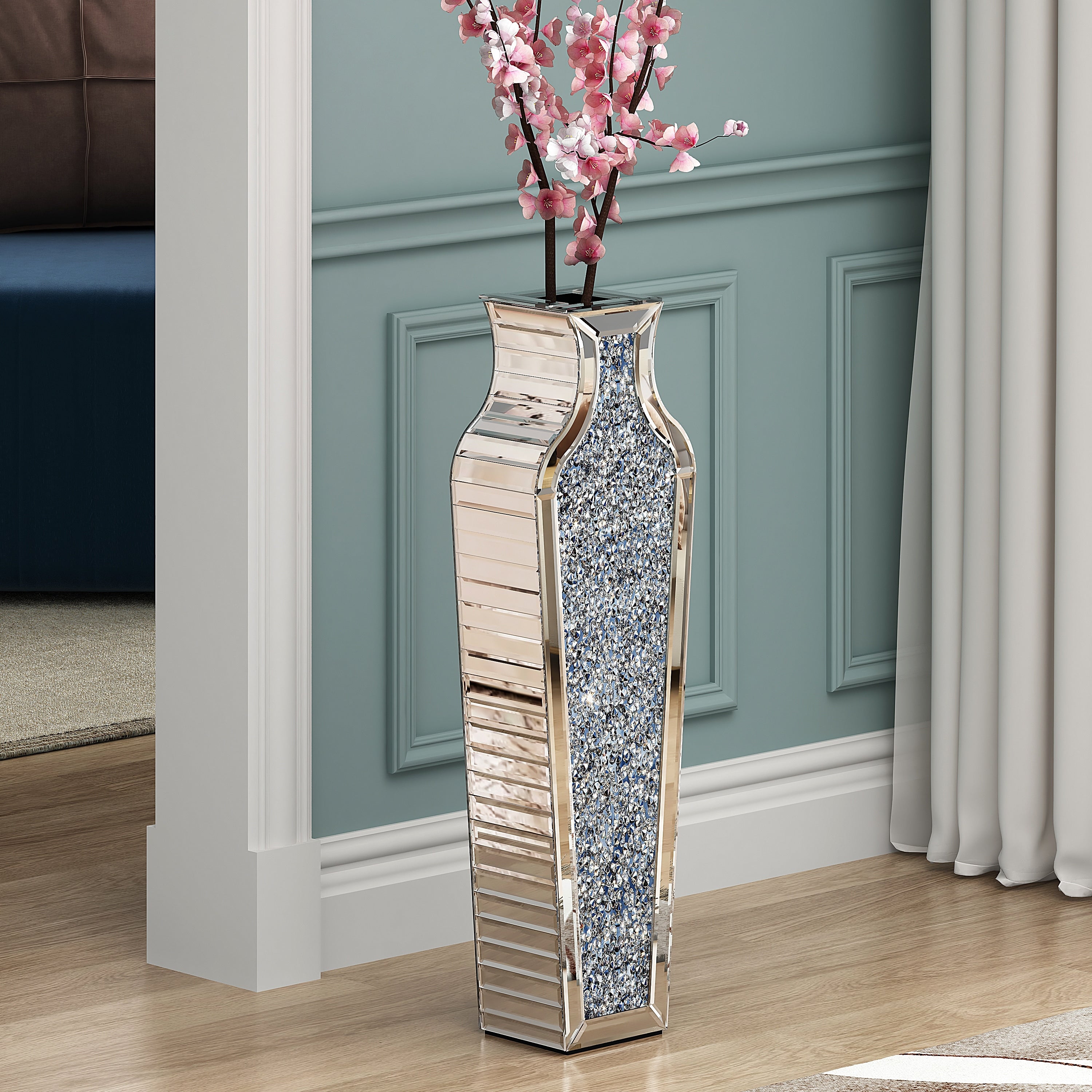 Tall Crushed Diamond Floor Vase