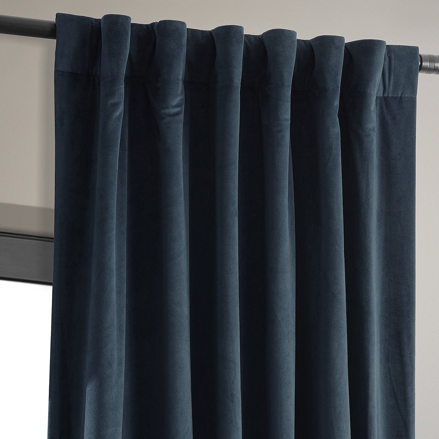 Exclusive Fabrics Signature Midnight Blue Velvet Blackout Curtain Panel