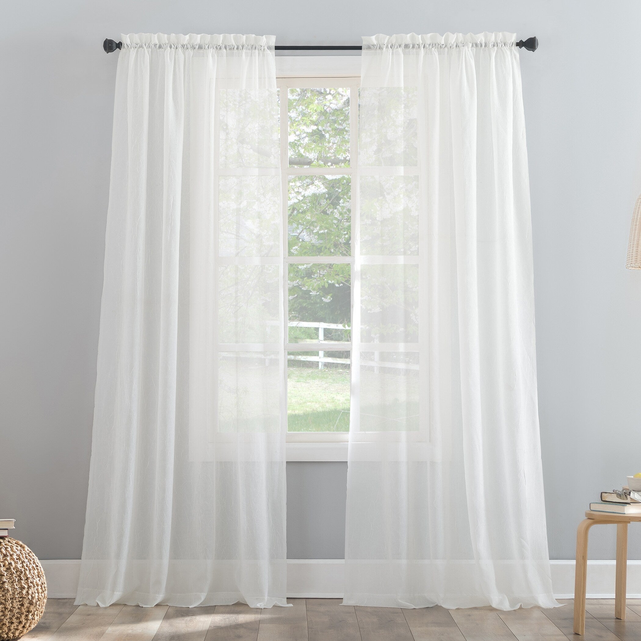 No. 918 Erica Crushed Voile Sheer Rod Pocket 1-Piece Curtain Panel, Single Panel