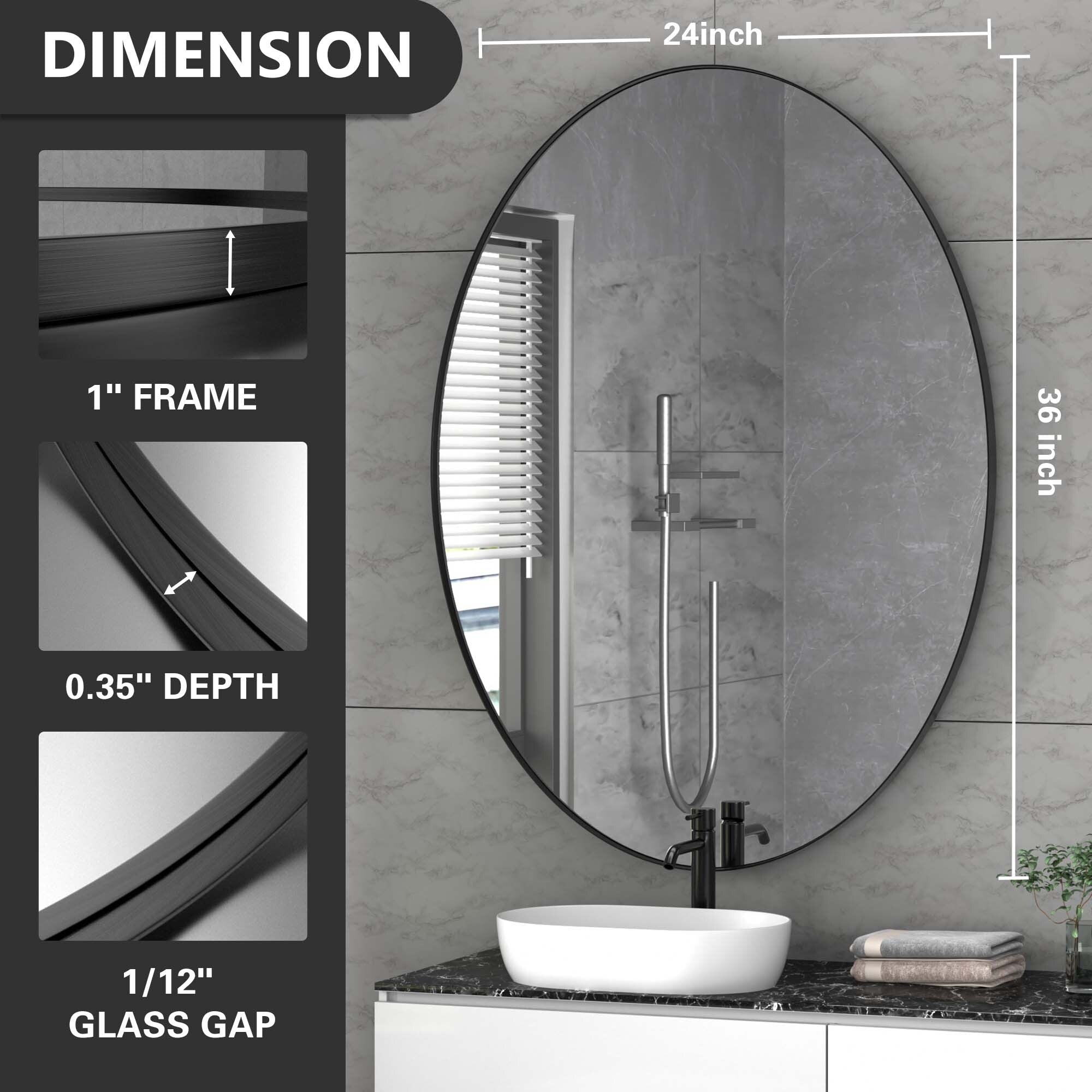 Wall Mirror Bathroom Mirror with Stainless Steel Frame (1 Piece)