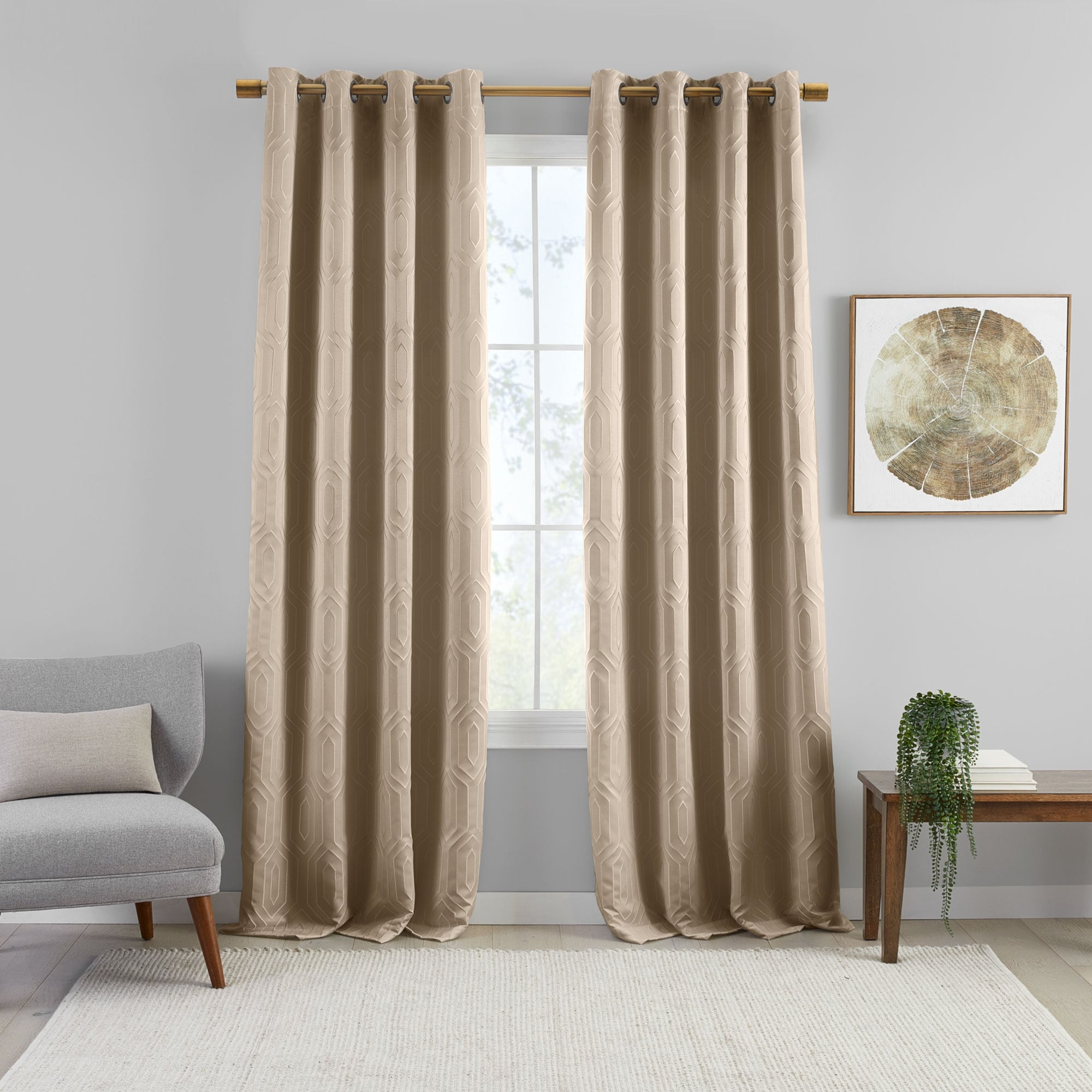 Sunveil Huxley Geometric Embroidered Texture Blackout Window Curtain Panel