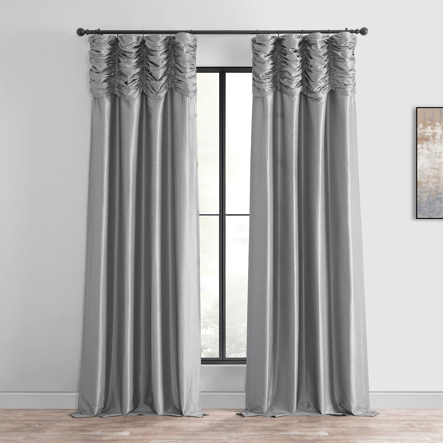 Exclusive Fabric Ruched Textured Faux Dupioni Silk Curtain (1 Panel)