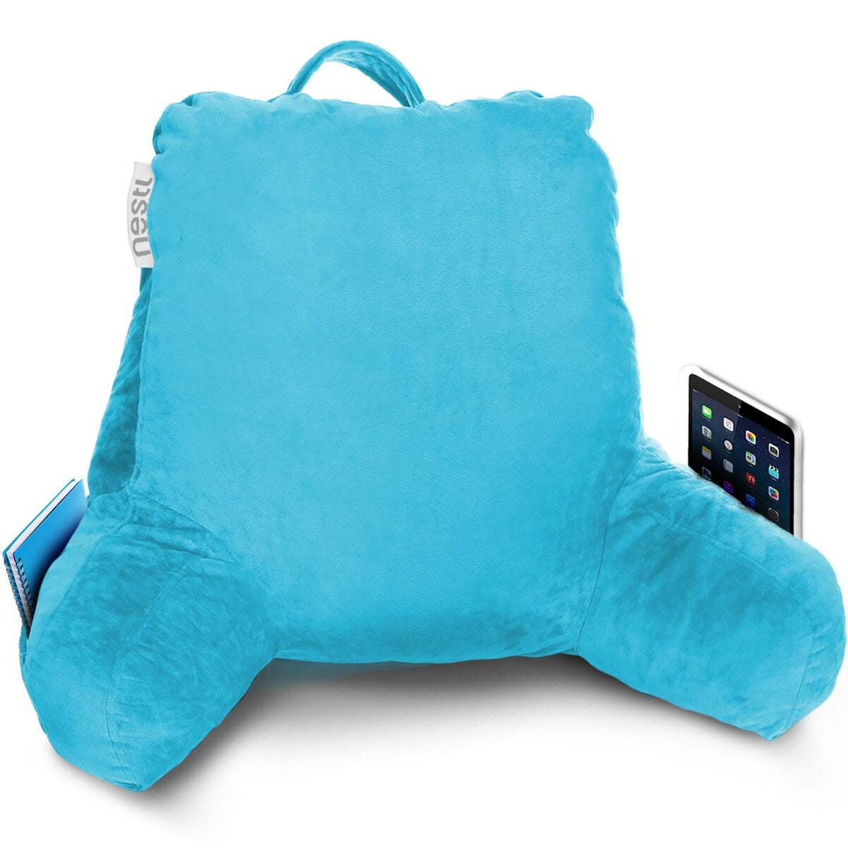 Nestl Memory Foam Reading Pillow with Backrest, Arms and Pockets