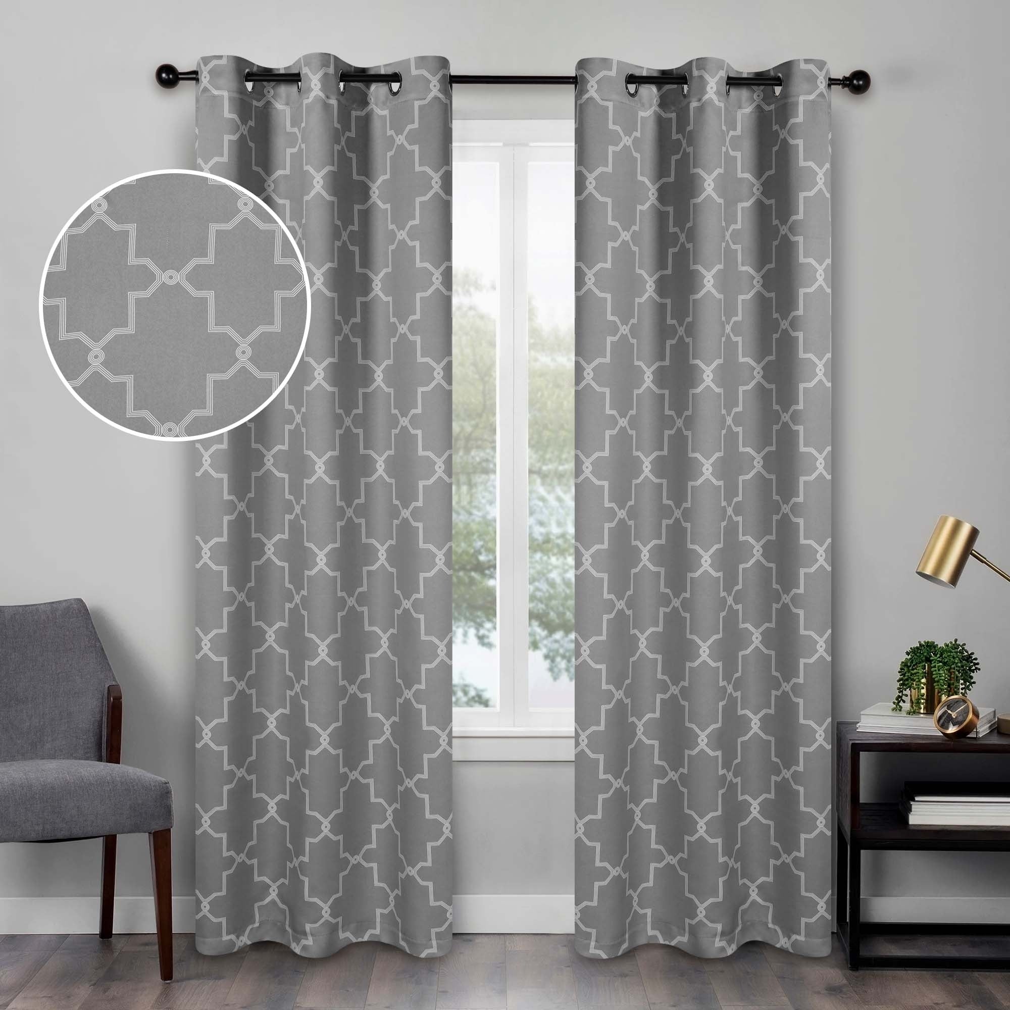 Imperial Trellis Washable Room Darkening Blackout Curtains, Set of 2 Panels