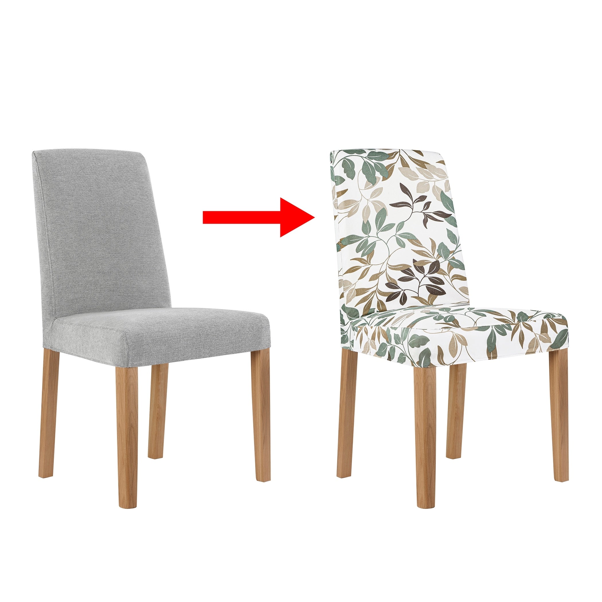 No. 918 Hillsboro 2-pack Botanical Print Stretch Fit Elastic Dining Chair Cover Pair - 28 x 39