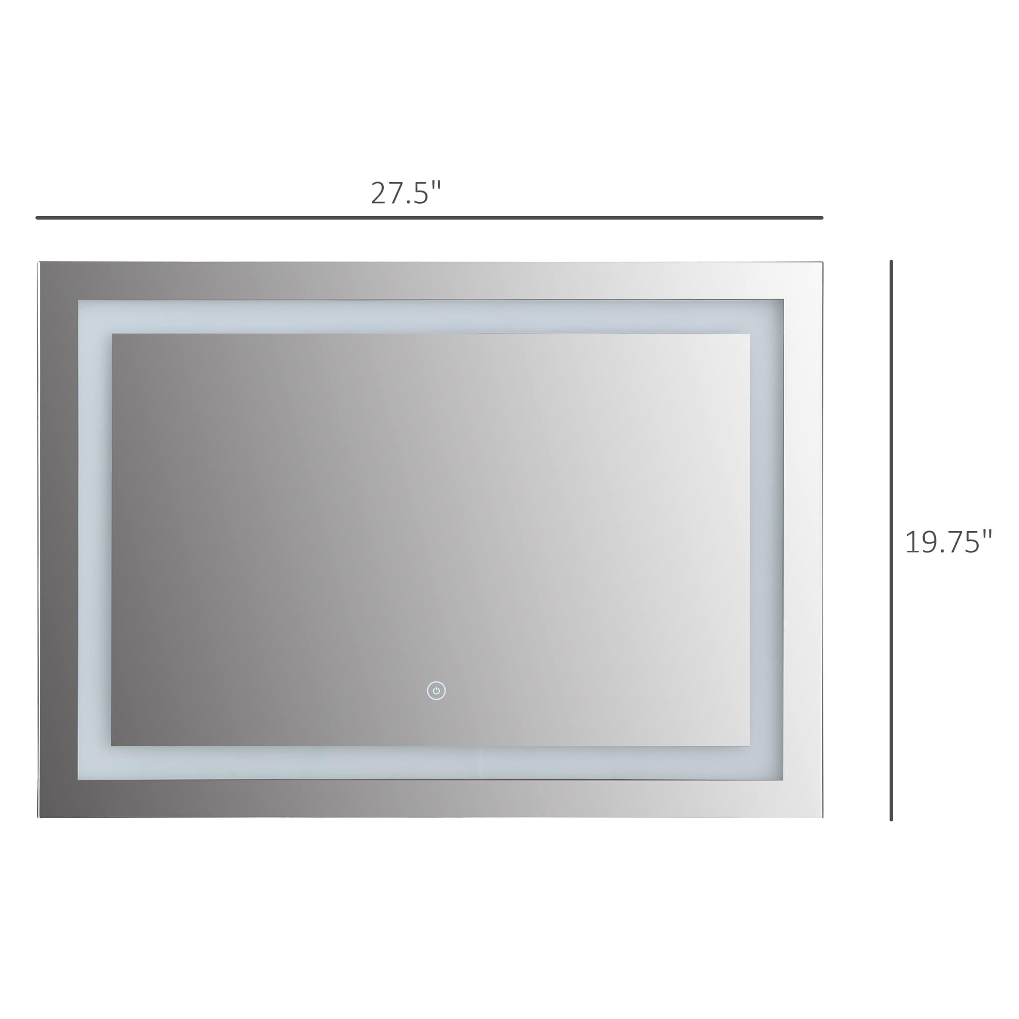 HOMCOM 28 LED Illuminated Bathroom Wall Vanity Mirror with Outline LEDs, Adjustable Horizontally or Vertically, Silver