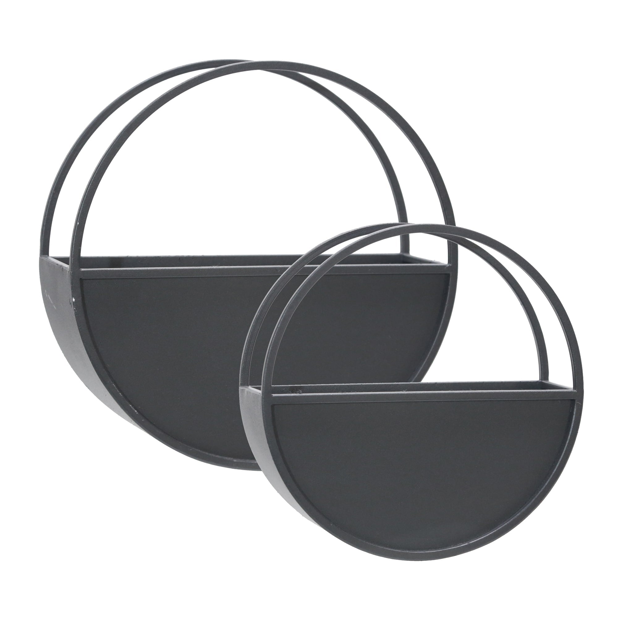 Sagebrook Home Modern Set of 2 Metal Round Wall Planters Black Iron Plant Holders for Indoor/Outdoor - 12 x 4 x 12