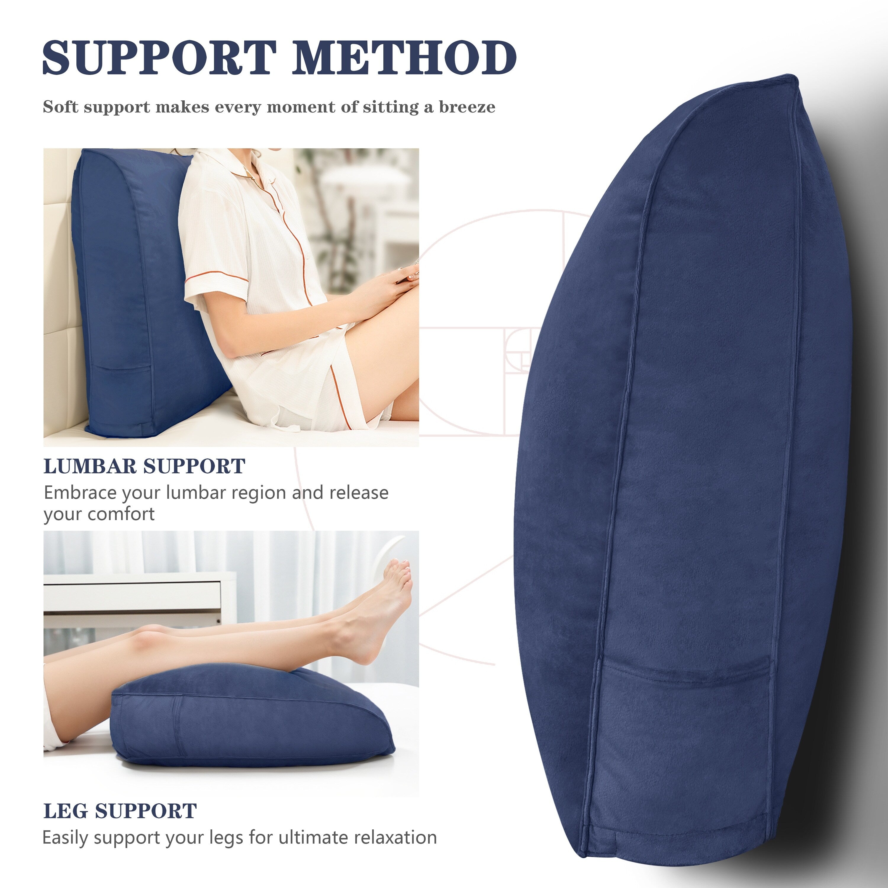 WOWMAX Headboard Wedge Reading Pillow Back Support