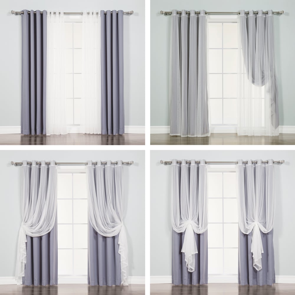 Aurora Home Mix and Match Curtains Blackout and Tulle Lace Sheer Curtain Panel Set (4-piece)