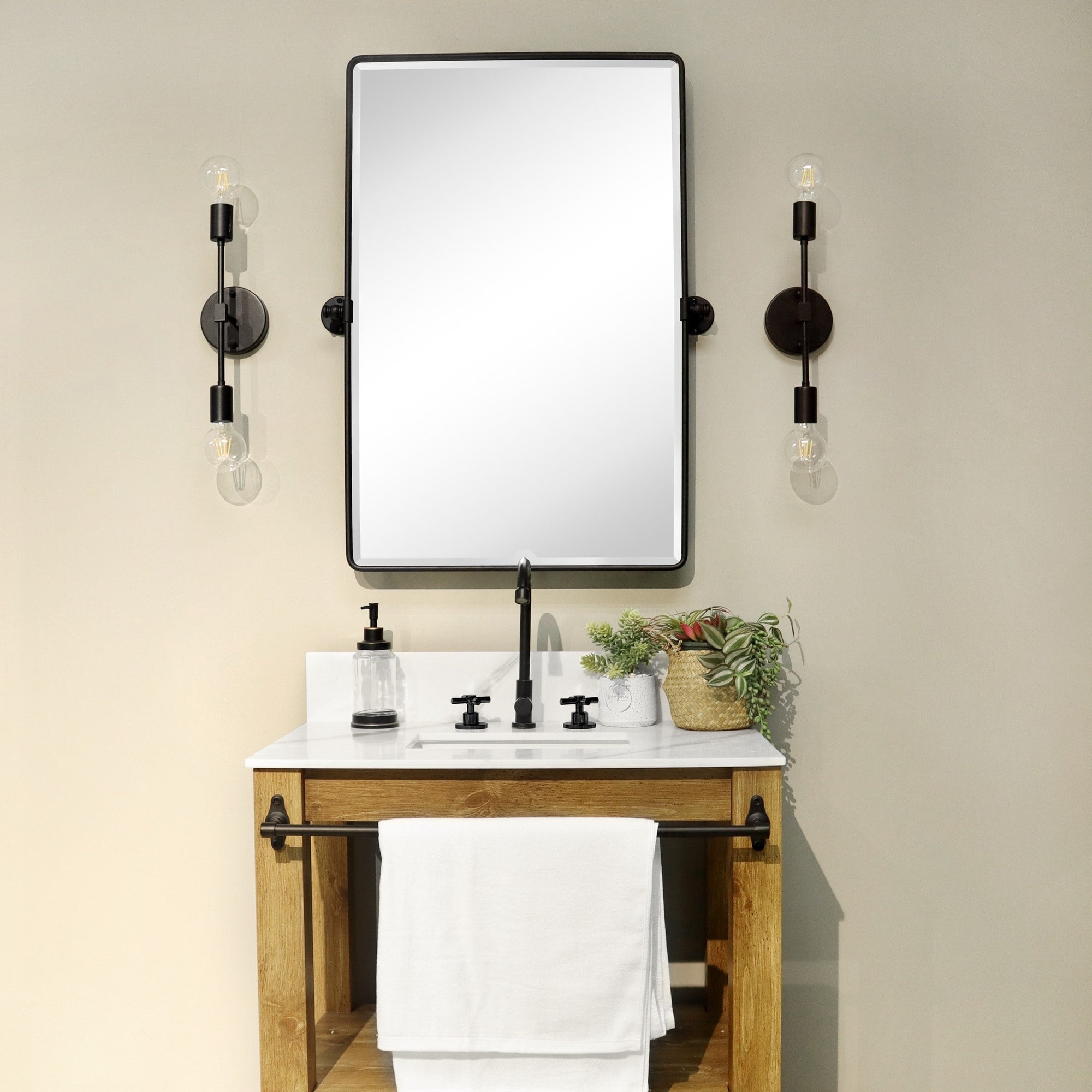 TEHOME Woodvale Rectangle Vertical Metal Wall Mirrors