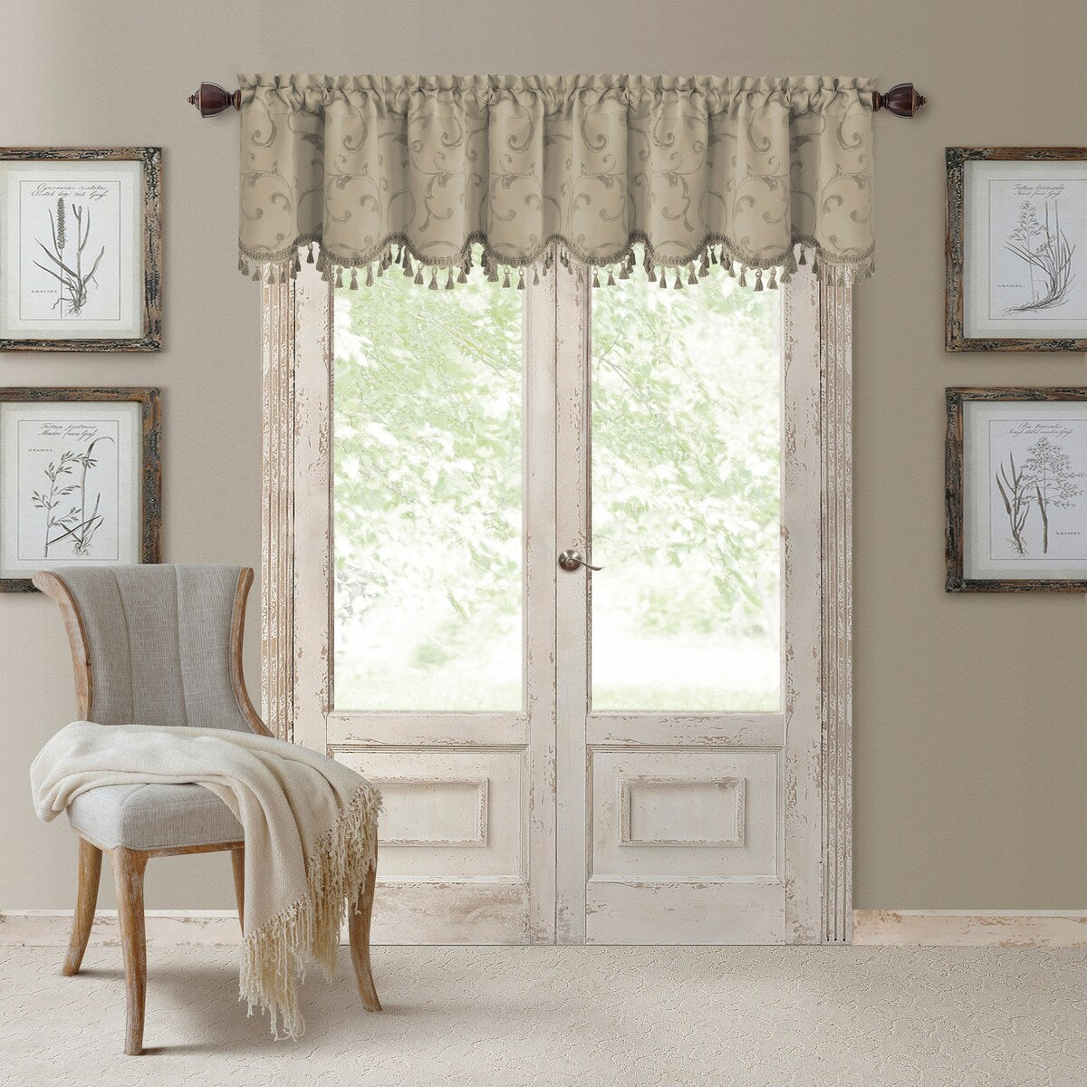 Elrene Mia Jacquard Blackout Scallop Window Valance - 52 w x 19 l