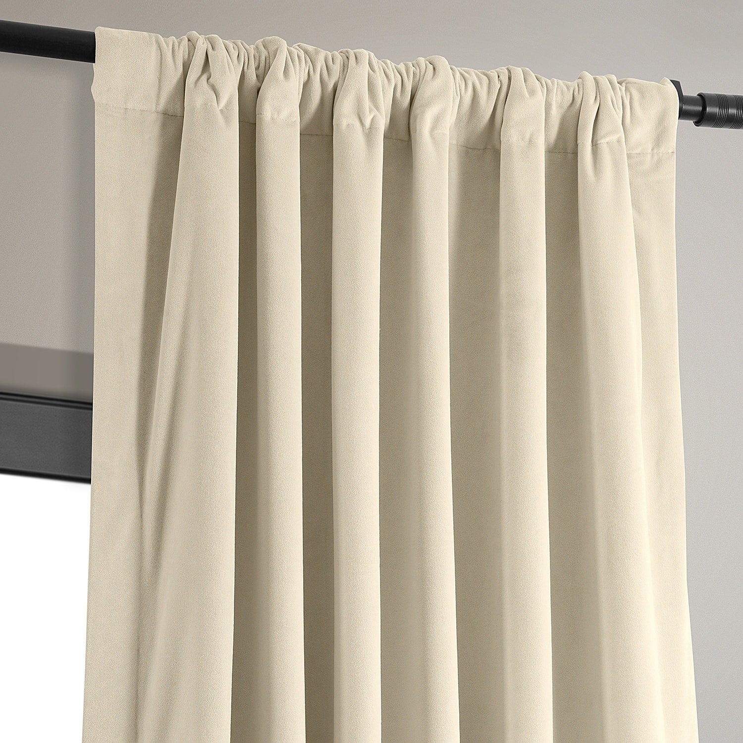 Exclusive Fabrics Signature Light Beige Velvet Curtain (1 Panel)