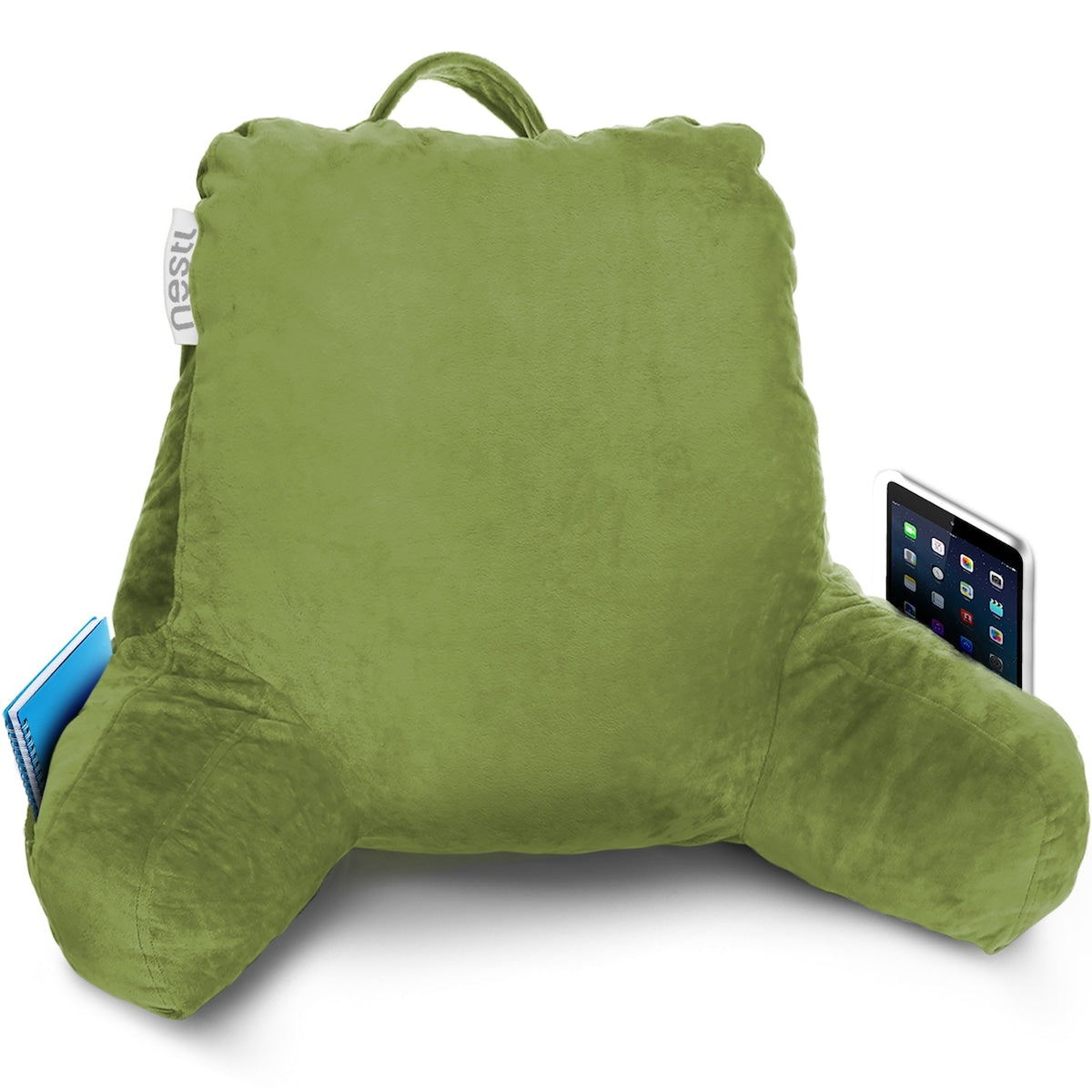 Nestl Memory Foam Reading Pillow with Backrest, Arms and Pockets